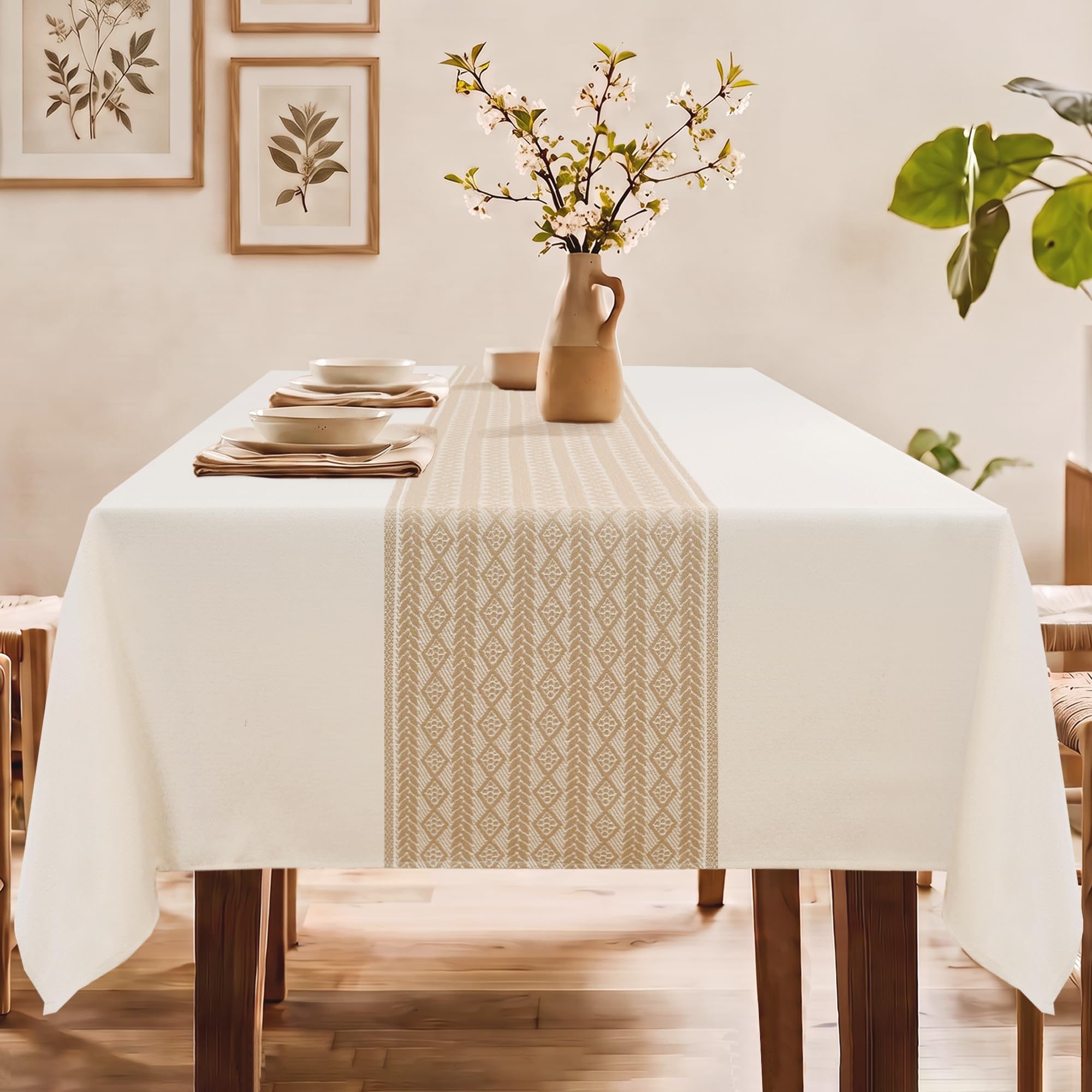 DWCN Tovaglia in lino, lavabile, per esterni, resistente alle intemperie | Tovaglia in lino per esterni, resistente alle intemperie, impermeabile, per soggiorno, sala da pranzo, balcone, giardino
