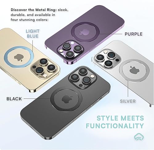 Miniatura 8 de Paquete de accesorios MagSafe paquete de 4 anillos de metal (negroplateadopúrpuraazul) para fundas de teléfono + banco de energía magnético delgado