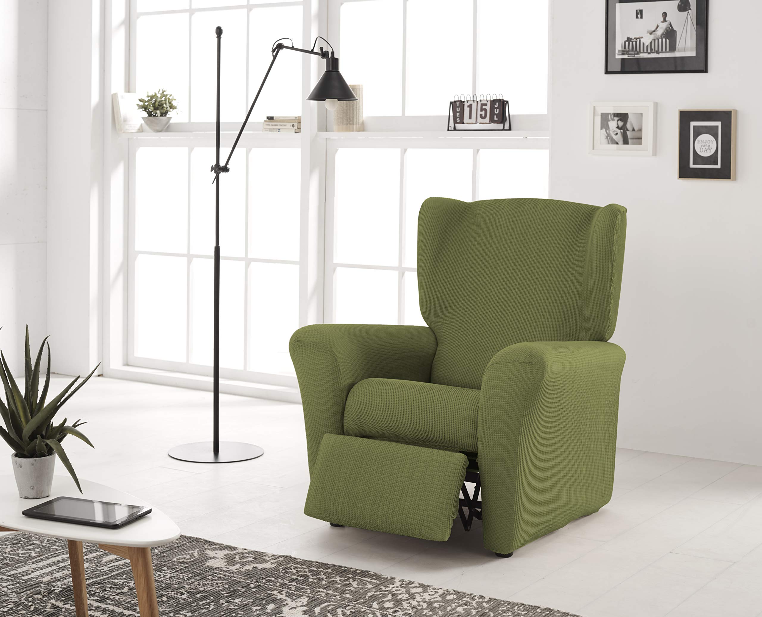 Estoralis Berta Copripoltrona Elasticizzata, Tessuto, Verde, Poltrona Relax