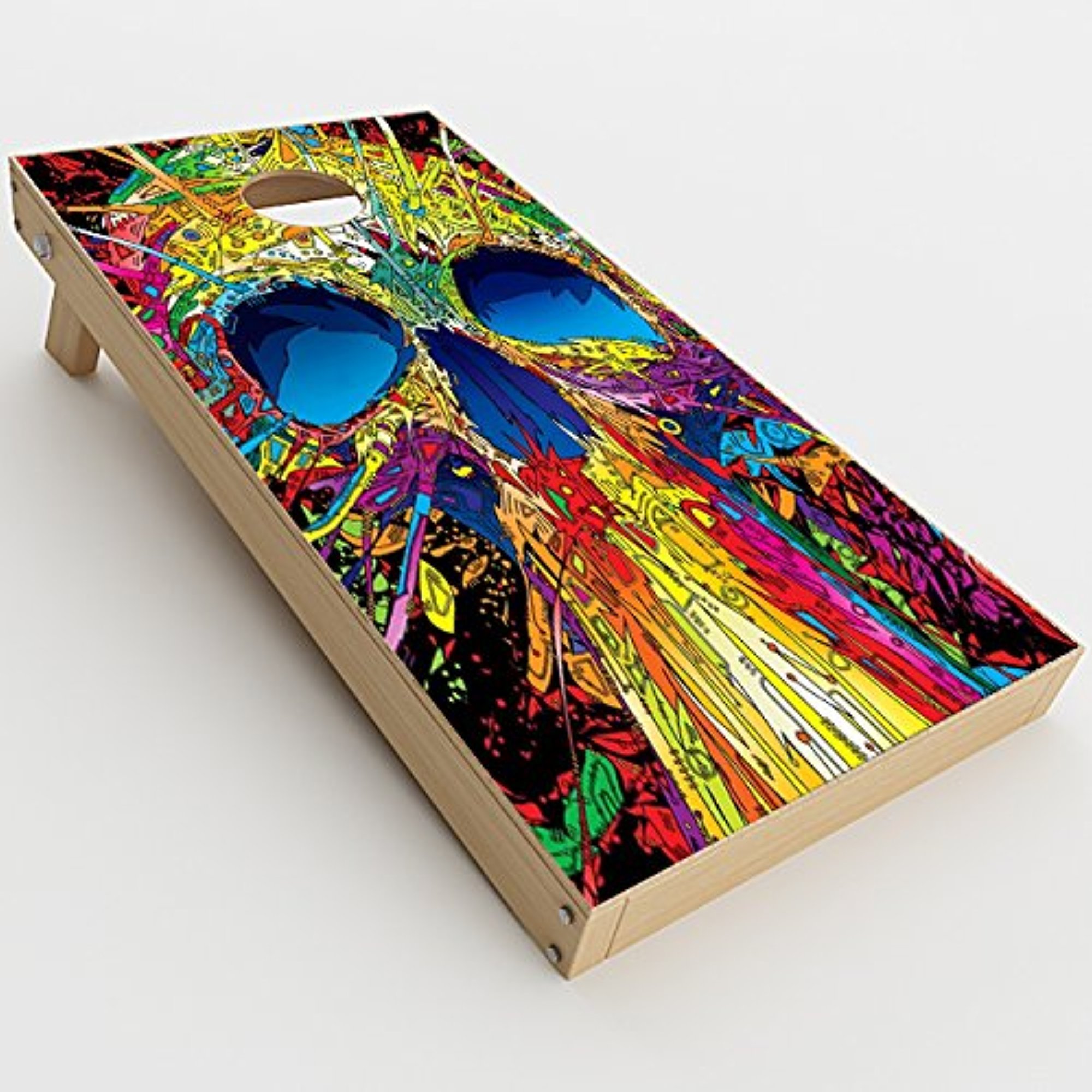 Skin Decal Vinyl Wrap for Cornhole Outdoor Board Game Bag Toss (2 x Pcs. Skins only) / Colorful Skull 1