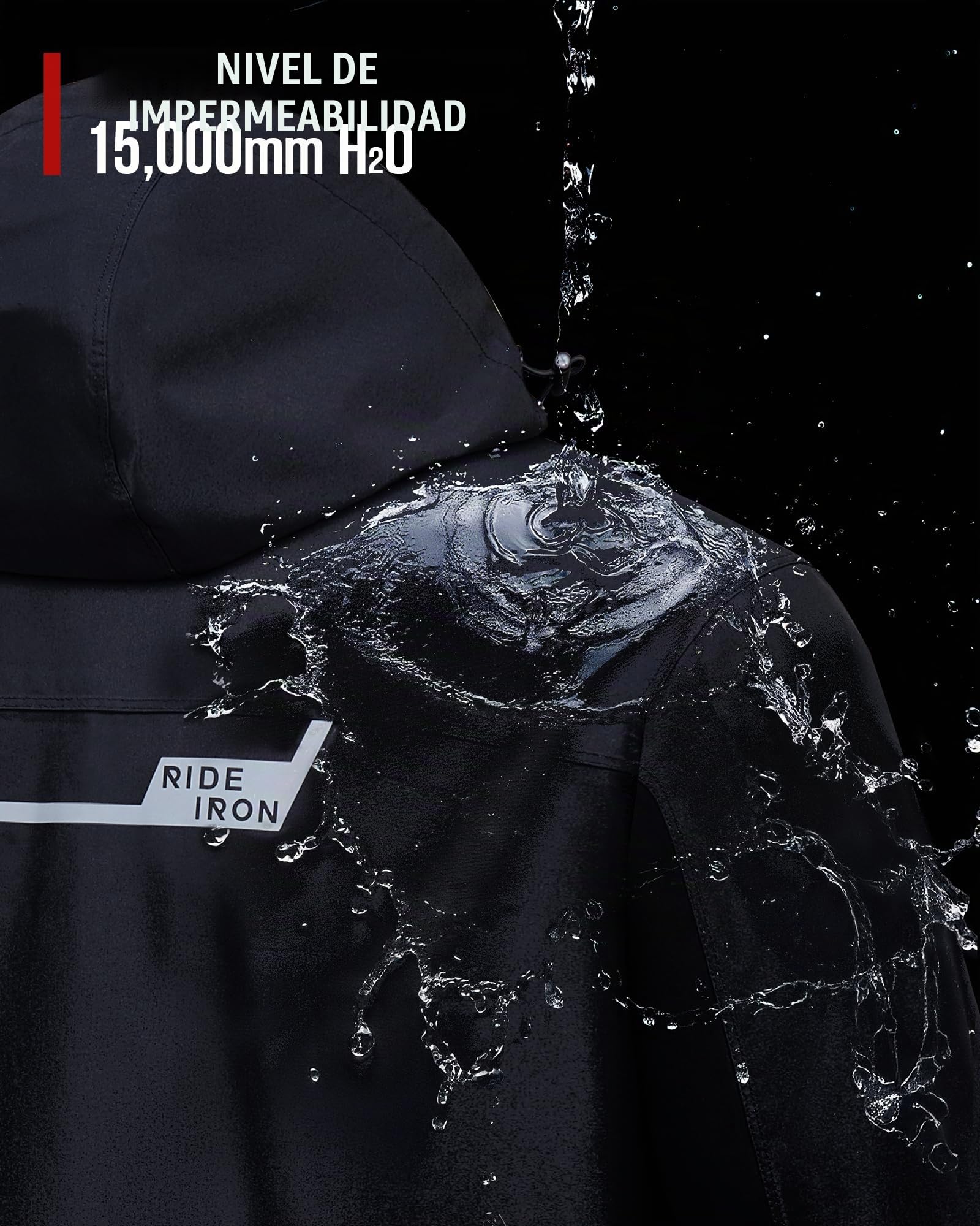 RIDEIRON Conjunto Lluvia Moto Hombre 2 Piezas - Impermeable 15000mm, Cortavientos con Reflectantes y Capucha
