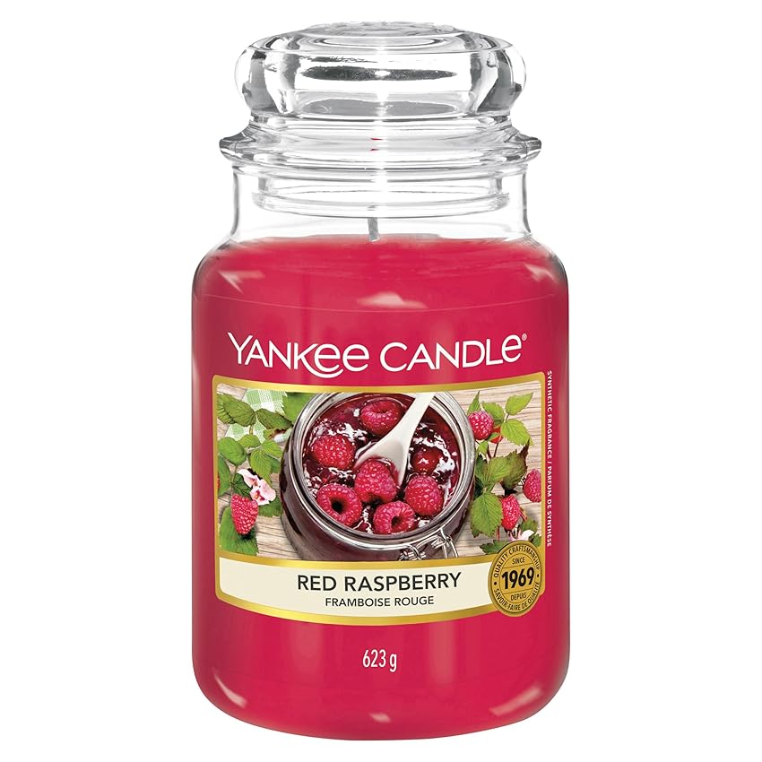 Yankee Candle Candela profumata in giara grande | Lampone rosso | Durata Fino a 150 Ore | Regali perfetti per la festa della mamma per le donne