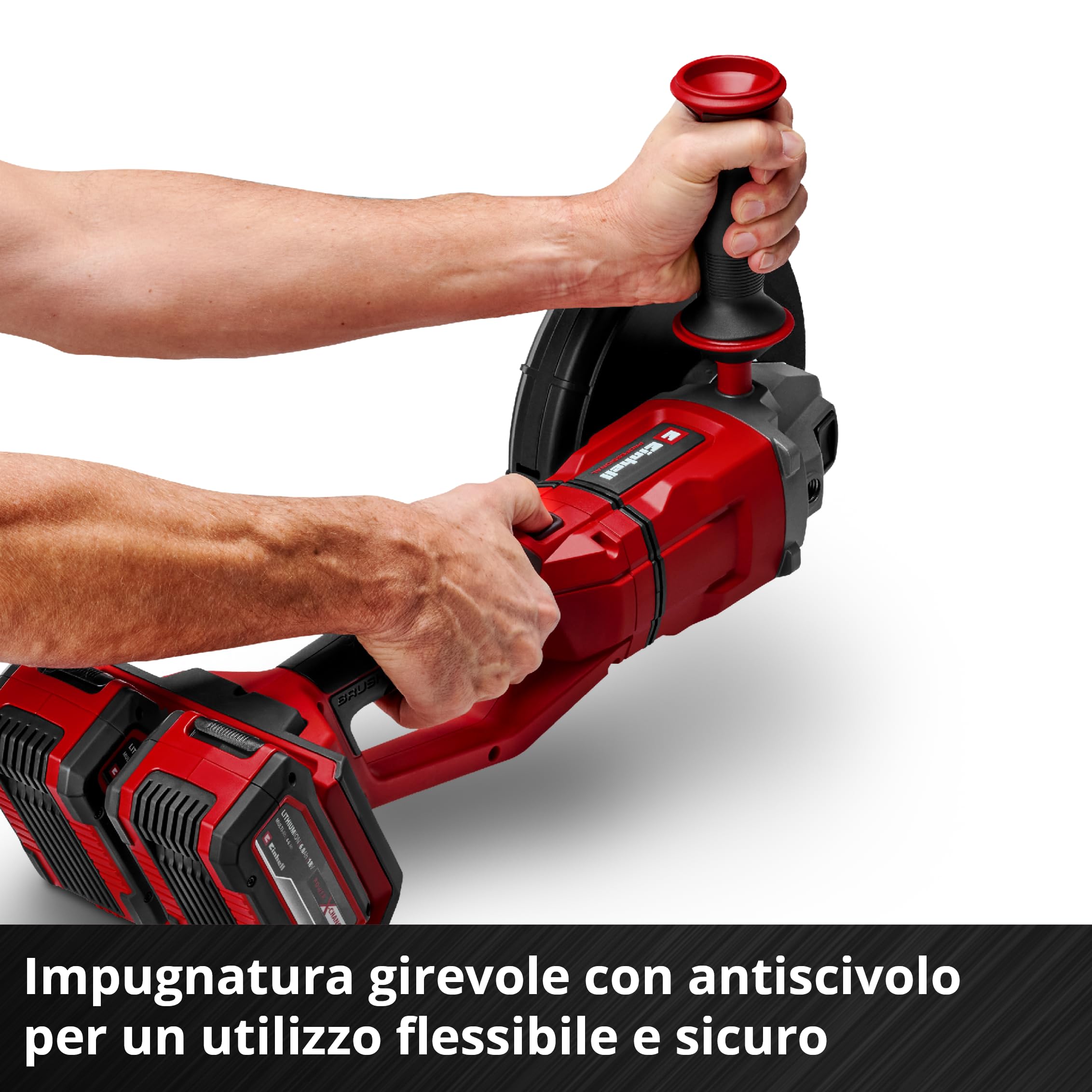 Einhell Professional Smerigliatrice angolare a batteria AXXIO 36/230 Q Power X-Change (36 V, 2200 W, 230 mm Ø disco, 70 mm profondità taglio, Brushless, Quick-Fix-Nut, senza disco, senza batteria)