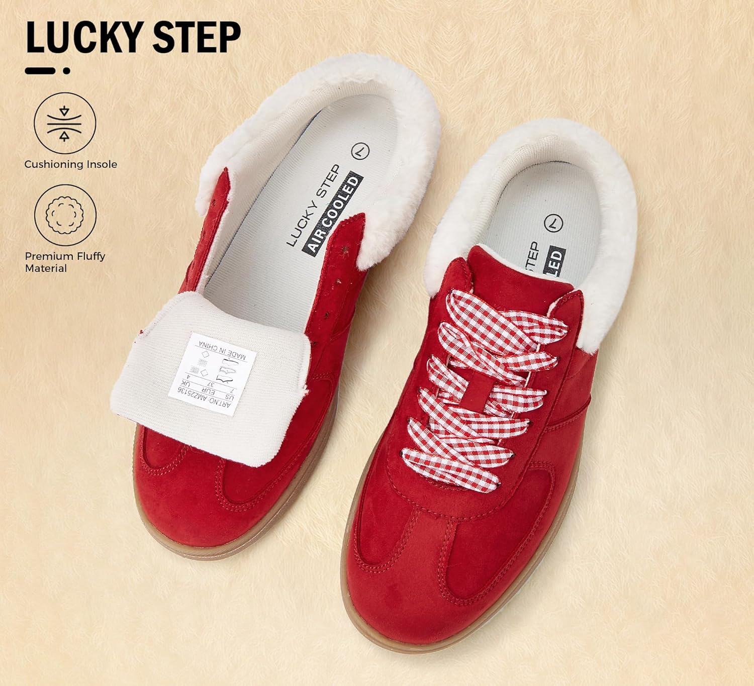 LUCKY STEP Women's Mule Fashion Sneakers Fur Lined Classic Retro Casual Shoes Slip On Backless Comfy Winter Tennis Walking Anti Slip Sneaker - Image 4