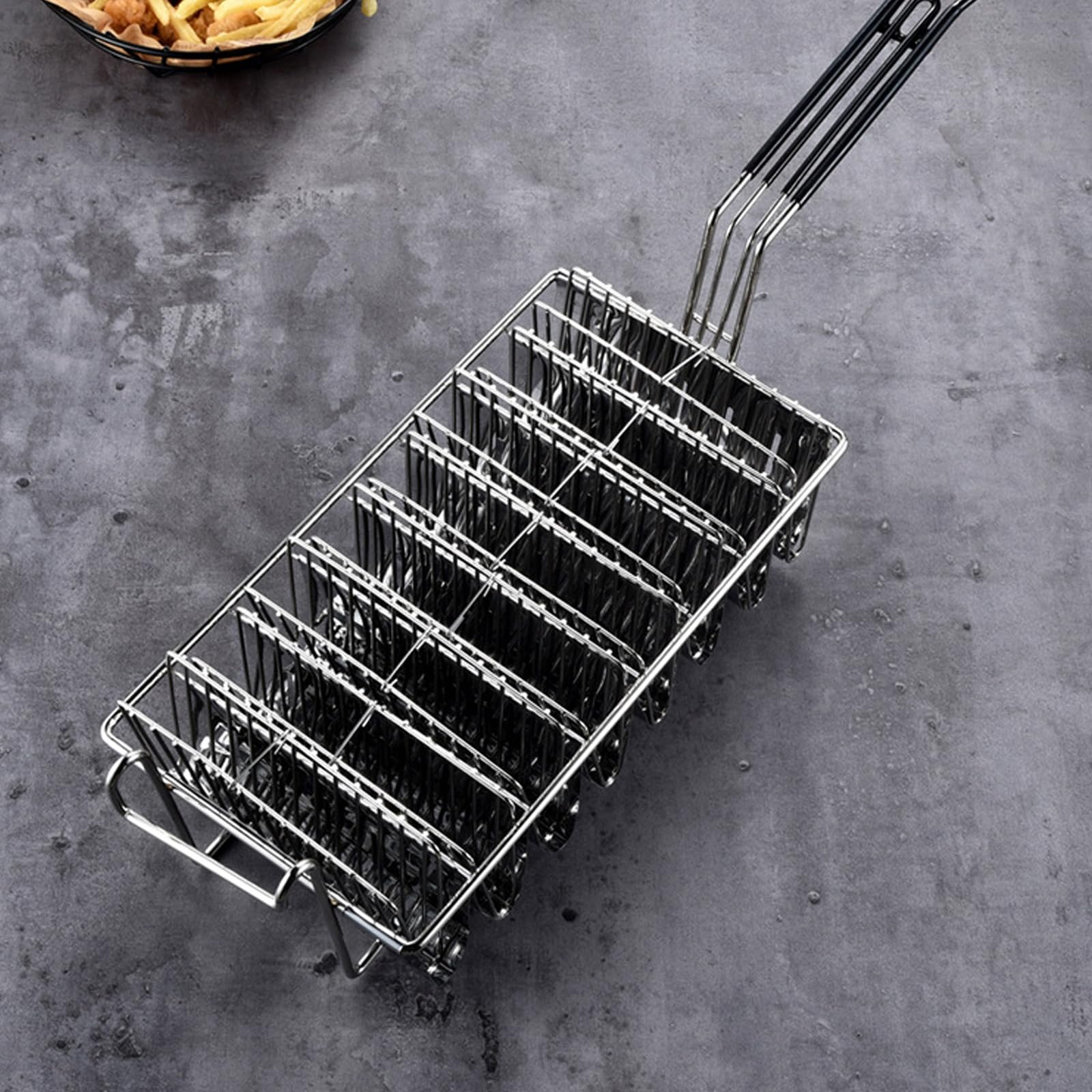 Cestino per taco, 8 ciotole, per friggitrice, accessori da cucina | Taco - Cestello per friggere con manico lungo, strumento da cucina