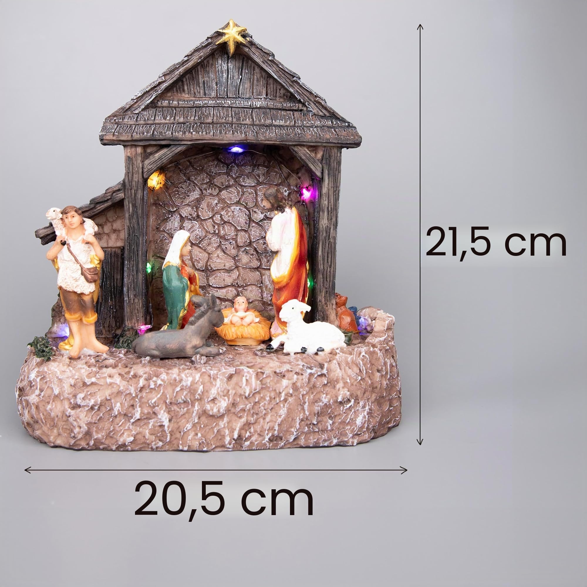 Shatchi Presepe con luci LED e Musica, Ideale Decorazione Natalizia per la Vostra casa