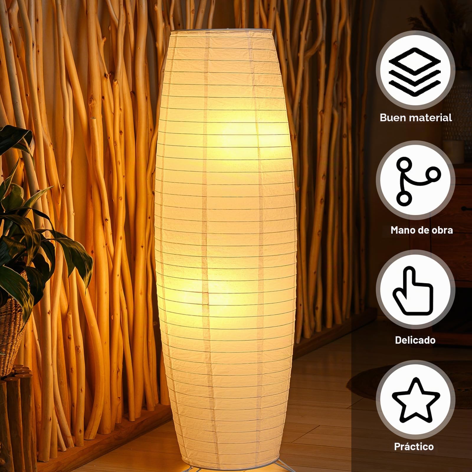 Lámpara de pie de papel de 110 cm, pantalla de lámpara: estilo nórdico, cubierta de luz, pantalla de papel, reemplazo de pantalla, pantalla de pie, repuesto para sala de estar, dormitorio