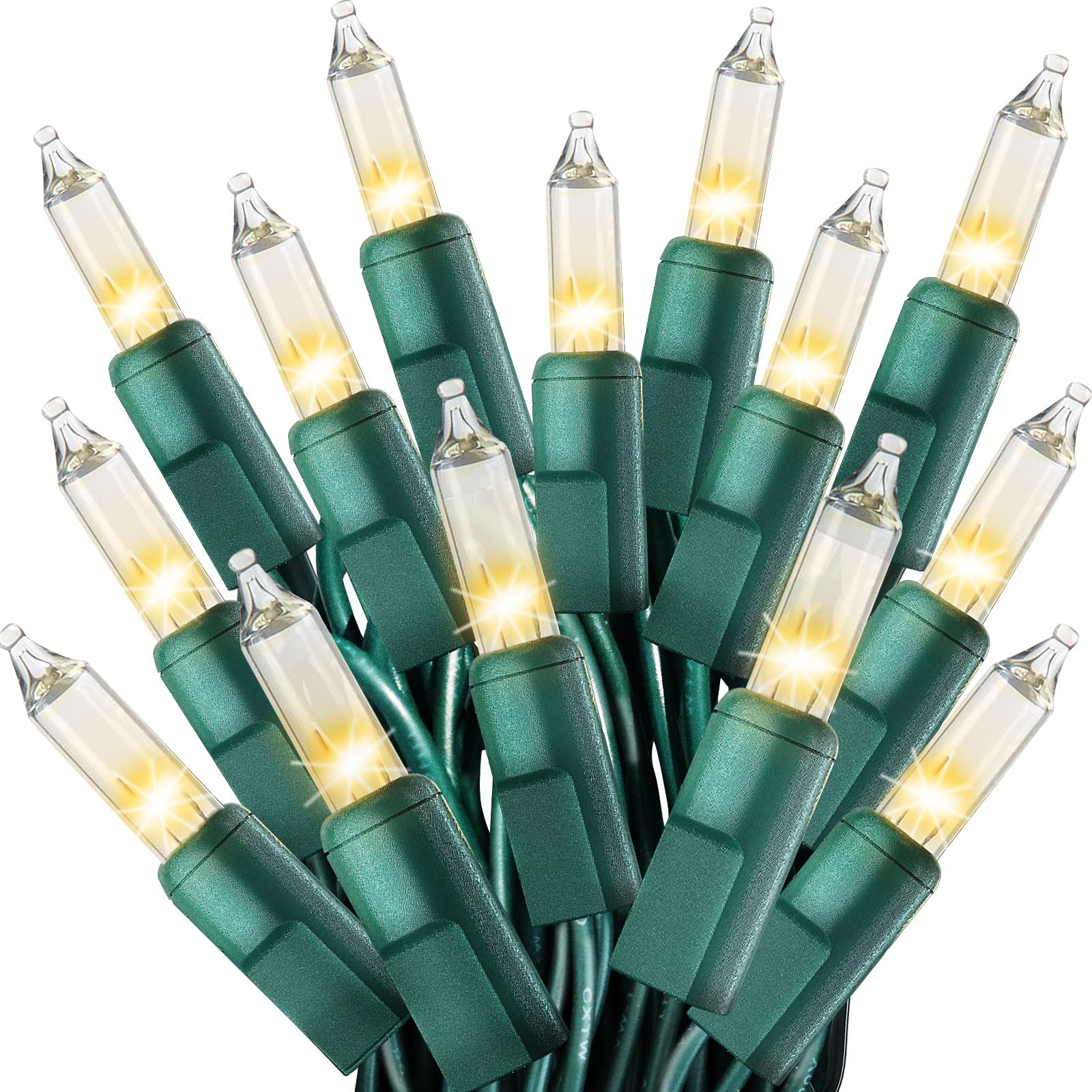 Clear Christmas Lights 25FT 100 Incandescent Bulbs Warm White Mini Lights with Green Wire for Christmas Tree, Garland, Thanksgiving, Wedding, Party, Home, Indoor & Outdoor Festival Decoration