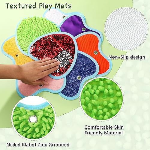 Miniatura 5 de Juego de 8 mini alfombrillas sensoriales con textura surtida, tapetes sensoriales para textura, azulejos sensoriales educativos táctiles sensoriales