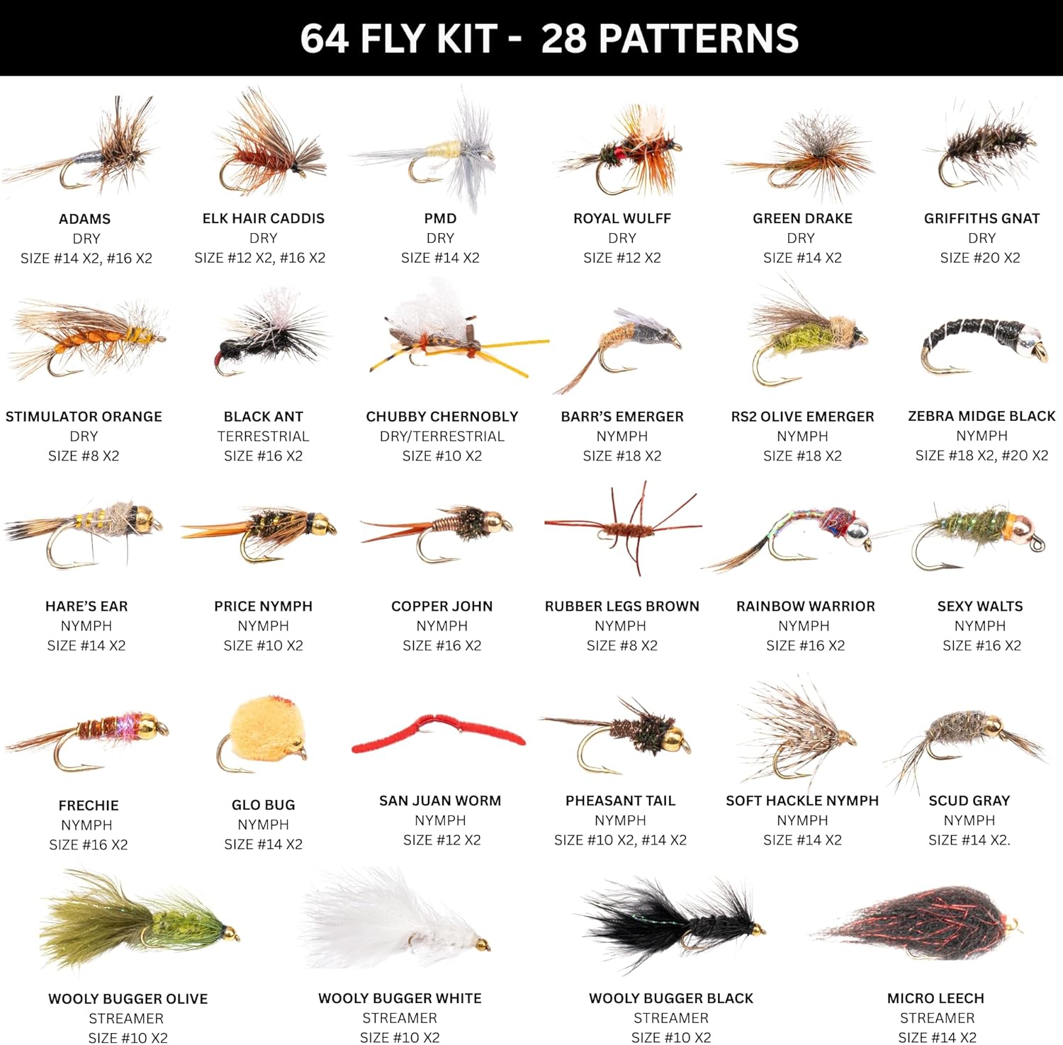 Fly Fishing Flies Kit 64, 152 & 268 Piece – Hand-Tied Dry Wet Nymphs Streamers Trout Flies Assortment with Waterproof Fly Box – Fly Fishing Lures & Accessories for Trout Bass Panfish – Beginner to Pro