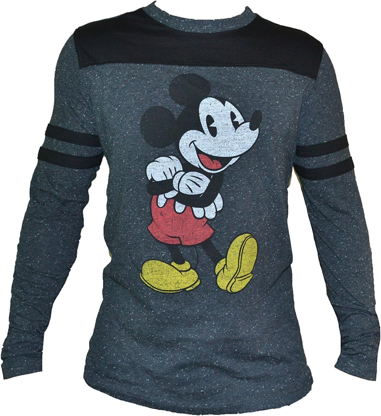 Disney Mickey Mouse Men Speckled Stripe Long Sleeve Shirt