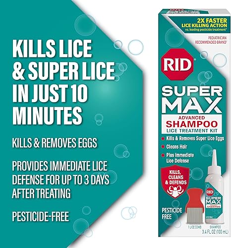 Miniatura 3 de RID Super Max Advanced Champú Tratamiento de eliminación de piojos, 3.4 onzas líquidas, incluye peine para eliminar liendres