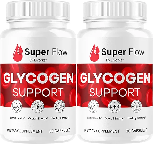 (2 Pack) Super Flow Glycogen - SuperFlow Glycogen Support Capsules, Super Flow, Glycogen Support Super Flow, Official SupperFlow Glycogen Support, Super Flow Glyco Optimizer, 60 Capsules for 2 Months