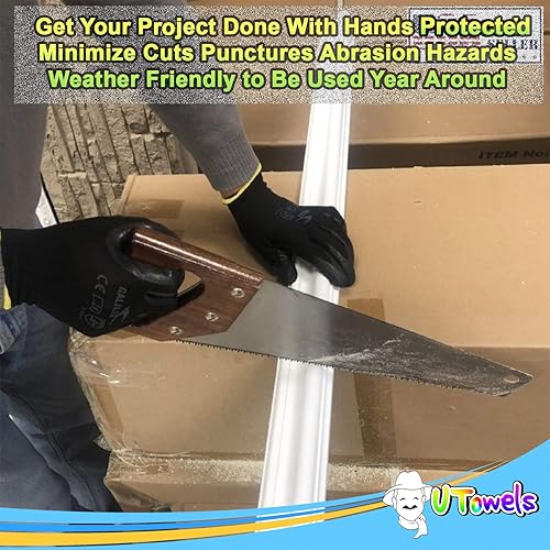 Miniatura 7 de Guantes de trabajo de seguridad con revestimiento de látex, paquete de 8 pares, color negro, XL