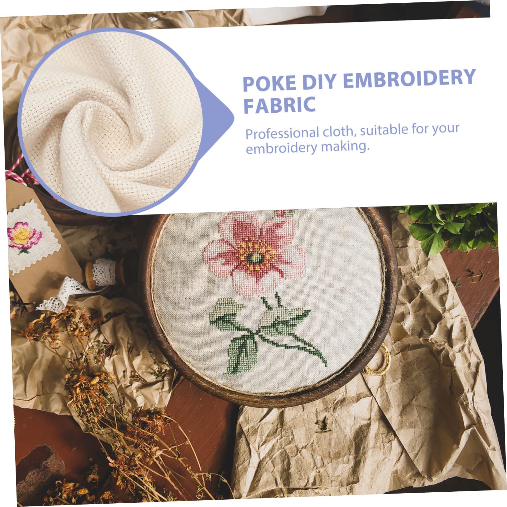 DOITOOL 1pc Portable Embroidery Cloth Embroidery Punch Needle Beginner Embroidery Fabric Stitch Accessories Eye Material Sewing DIY Embroidery Cloth Fabrics Embroidery White