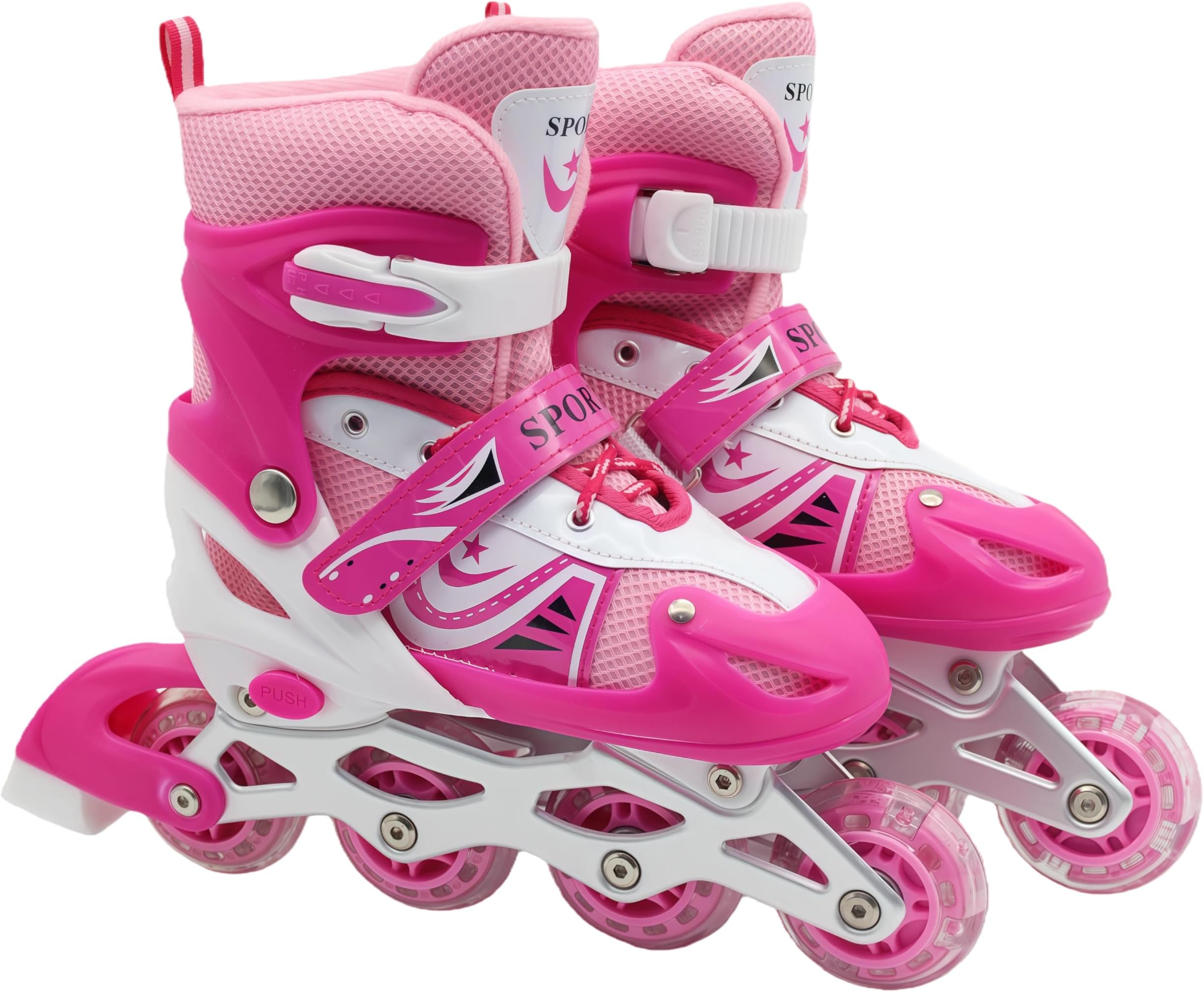 EASY FUTURE Skate Shoes Adjustable Inline Skates for Kids Flashing LED Wheels Roller Skates for Boys Girls Beginners 4 Colors 3 Sizes to Choose NO.1301