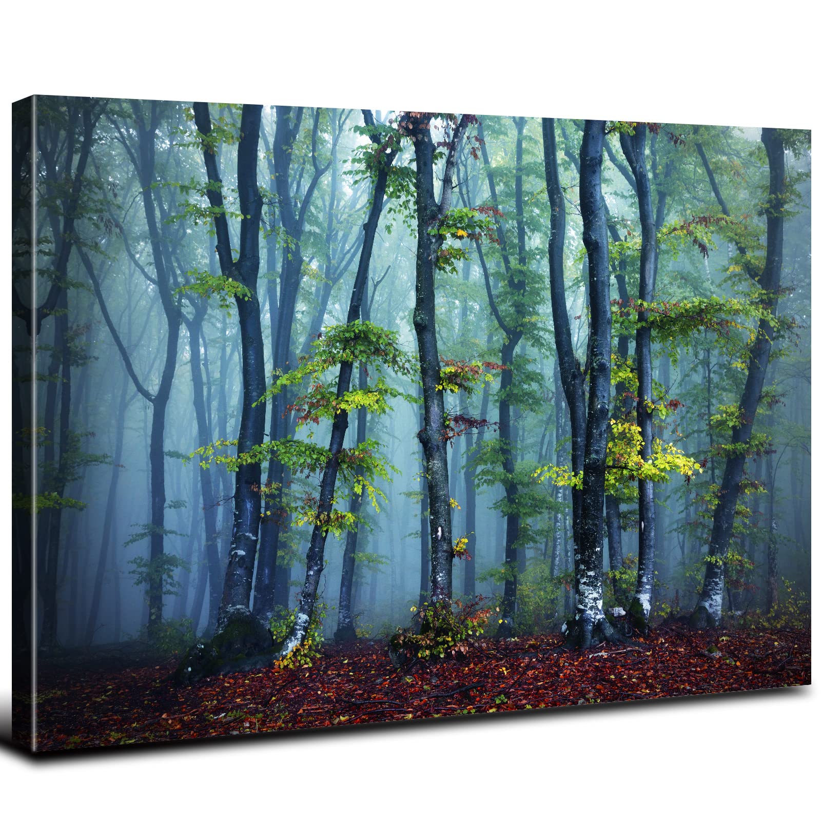 ZMFBHFBH Moderna tela pittura foresta albero natura paesaggio poster e stampe wall art immagini per soggiorno decorazione della casa 100x65 cm con cornicecm