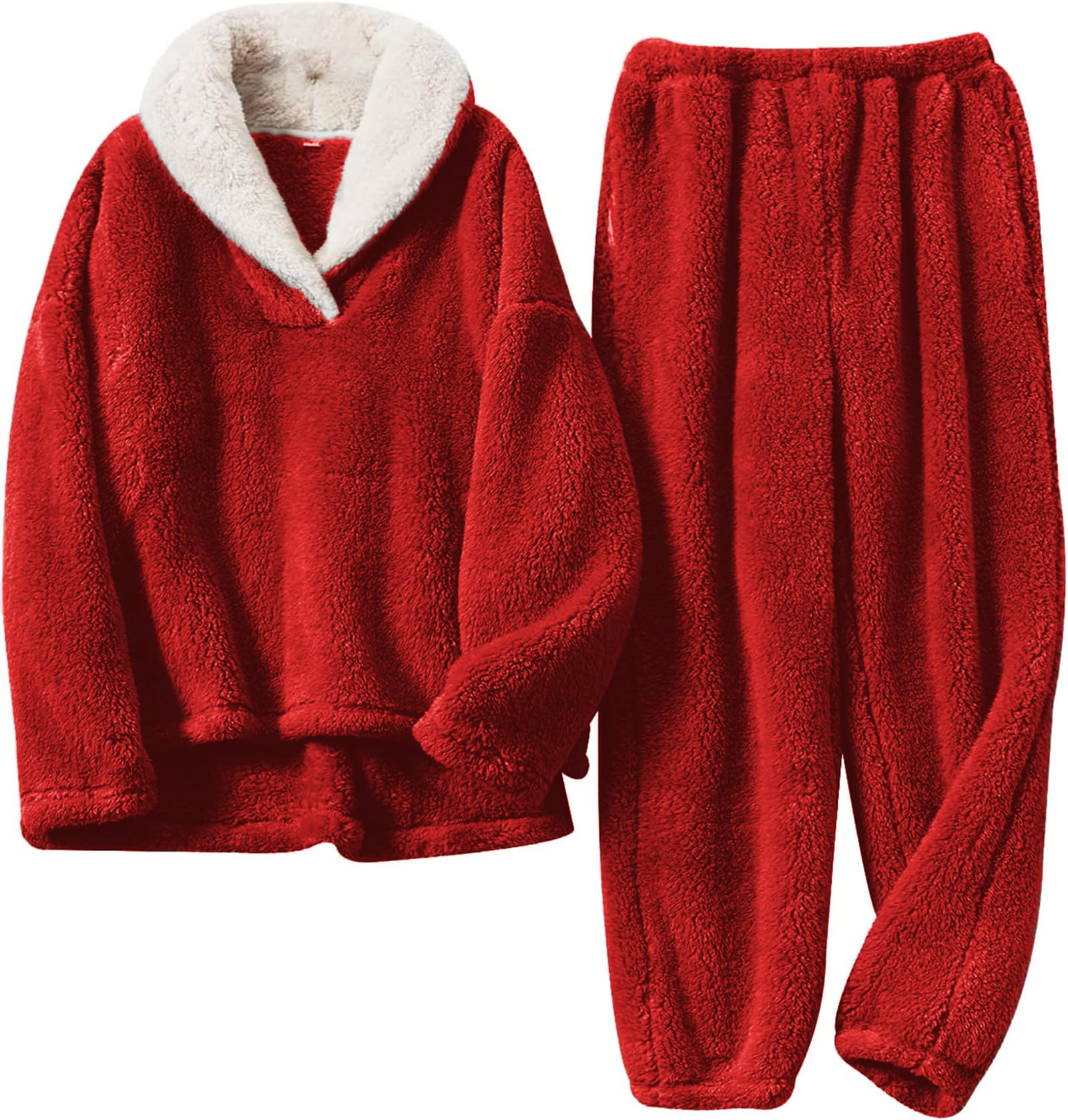 Conjunto de pijama para mujer, de forro polar, mullido, cómodo, de felpa, acogedor, mullido, holgado, cálido