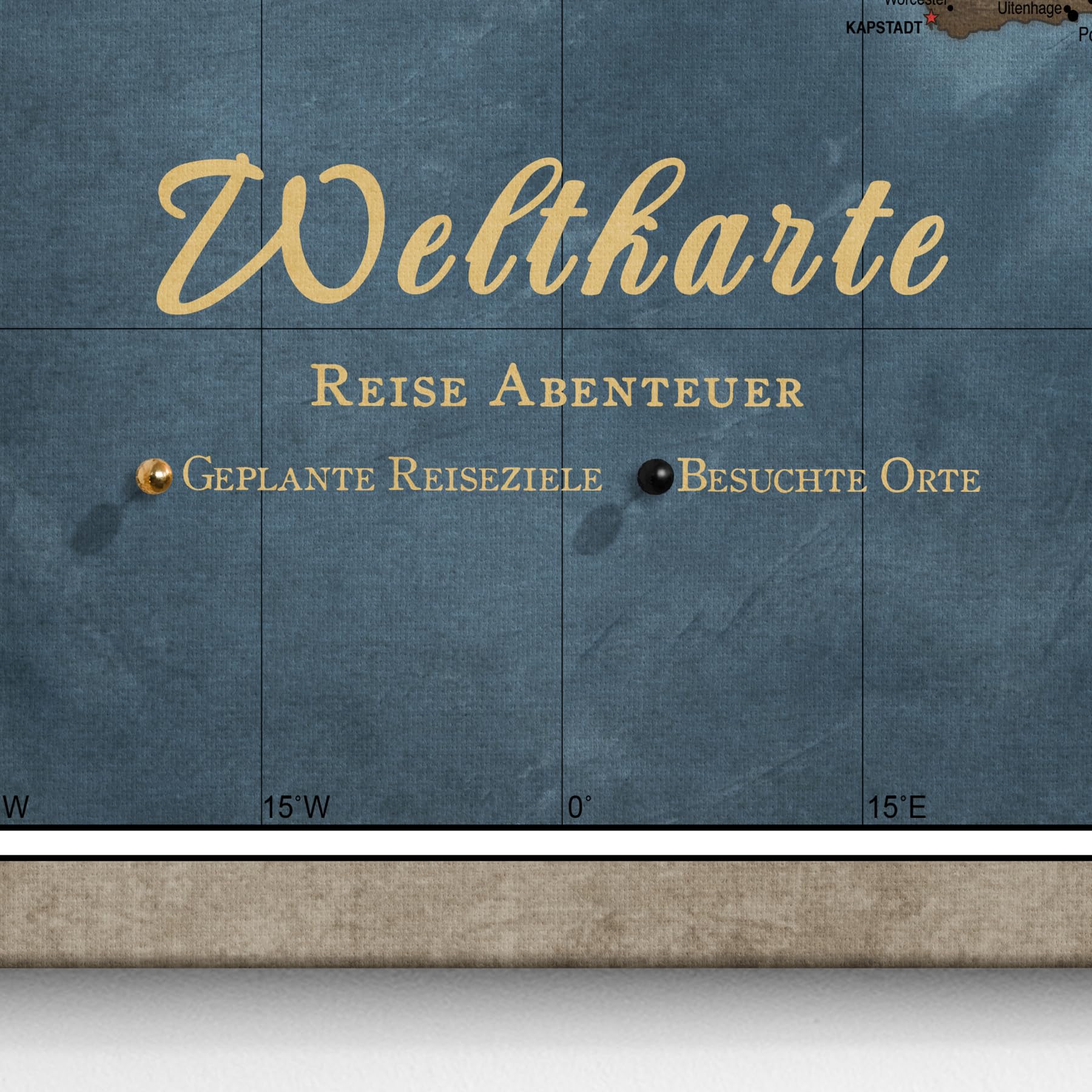 Hochwertige Canvas Weltkarte mit Kork-Pinnwand - Deutsche Beschriftung - Dekorative Wanddeko für alle Zimmer - Leinwandbilder mit Weltkarte Motiv (120x80 cm, Muster 13)