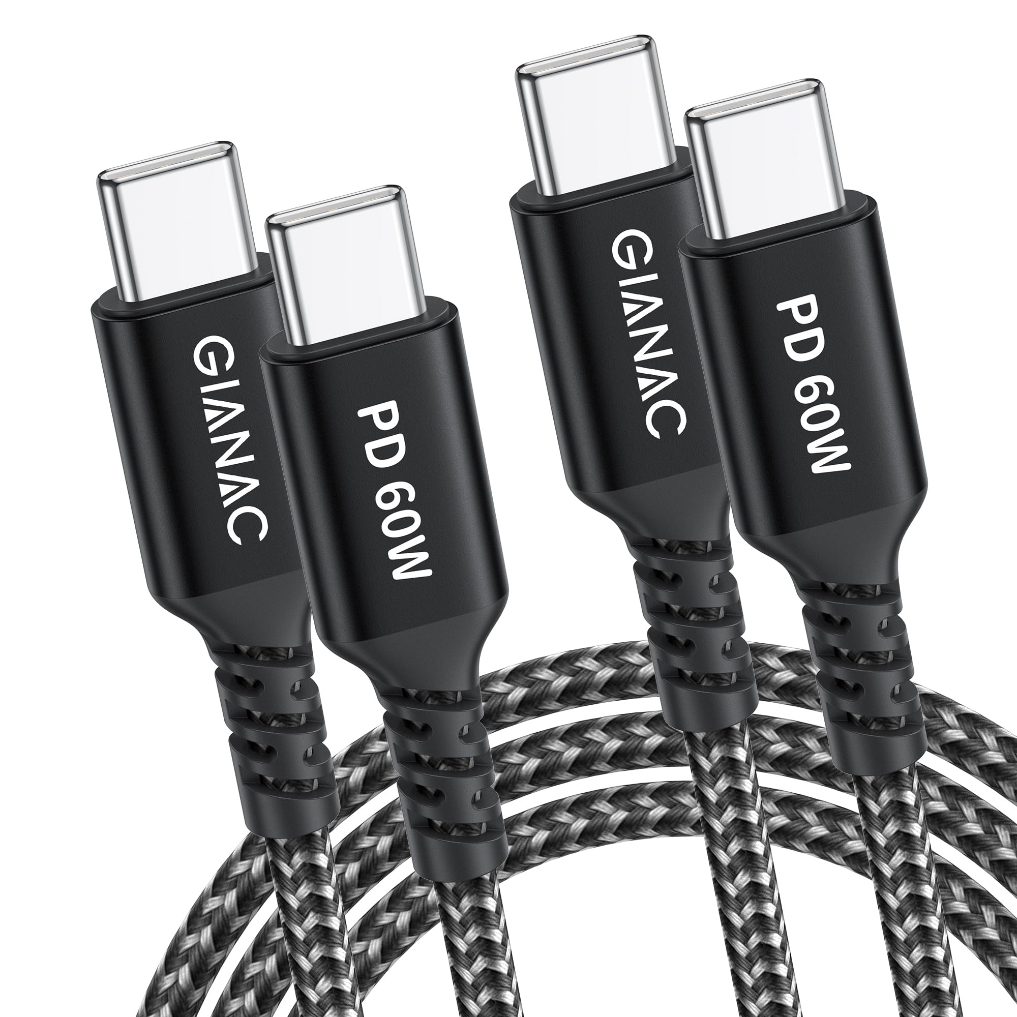 GIANAC USB C Kabel 2Stück 2M Schnellladekabel USB C auf USBC Ladekabel 60w