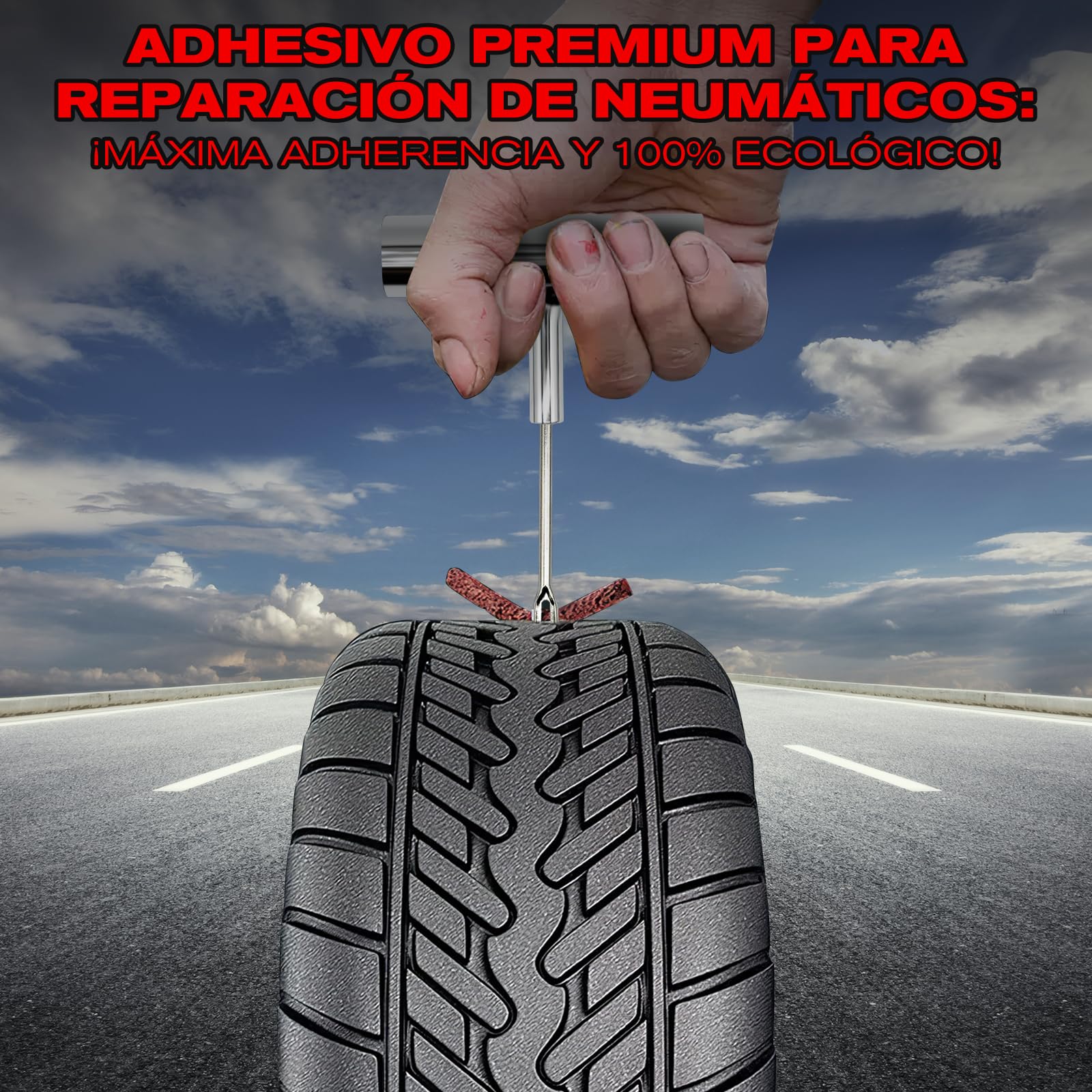 38PCS Kit Repara Pinchazos para Coche y Moto, kit antipinchazos neumático, Mechas y Clavos de gomas, Compacto para Maletero, Solución emergencia, Fácil Uso sin Experiencia — view 7