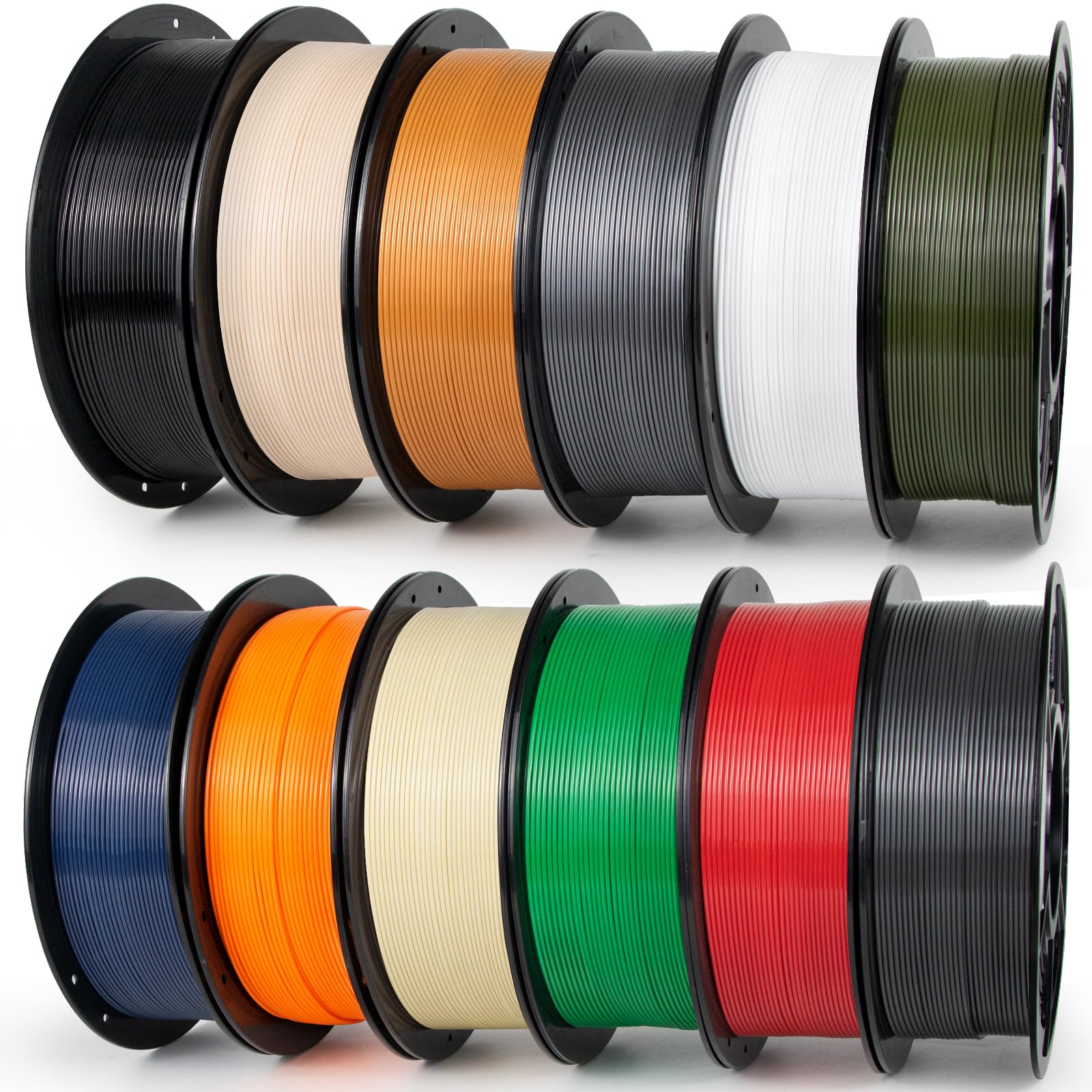 IEMAI PETG Filament 1.75mm 12Kg, Schwarz/Schneeweiß/Grau/Beige/Olivgrün/Bernstein/Grün/Space Grau/Hautfarbe/Marineblau/Rot/Orange, PETG 3D Drucker Filament, Maßgenauigkeit +/-0.02mm