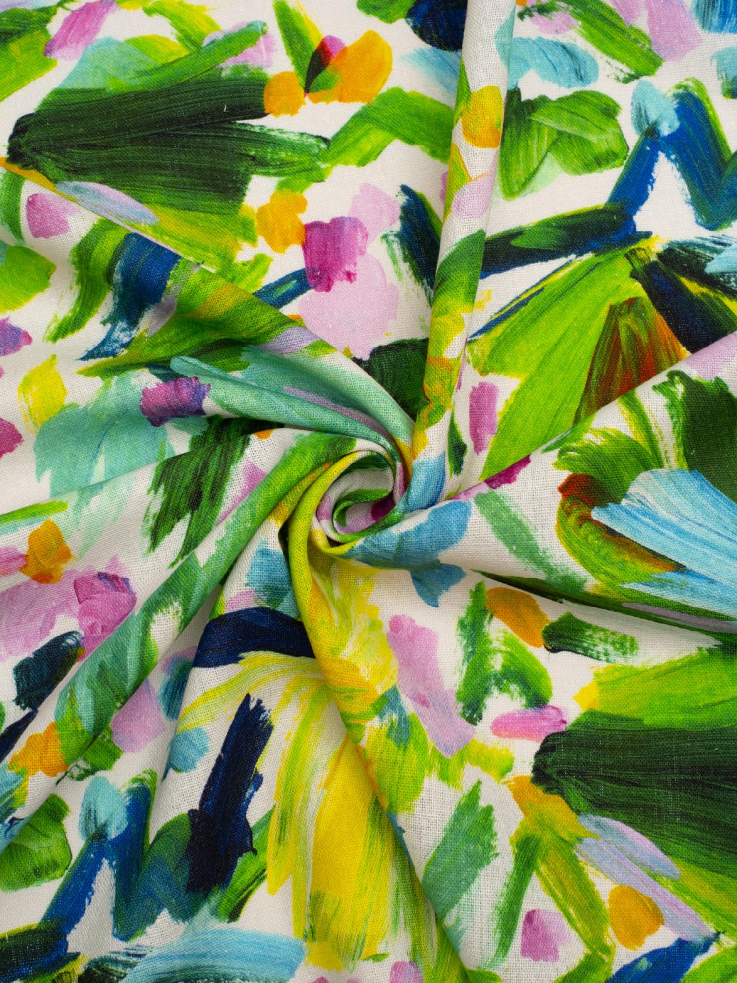 Minerva Exklusiver Brushstroke Blooms Leinen-Viskose-Mischgewebe, Meterware