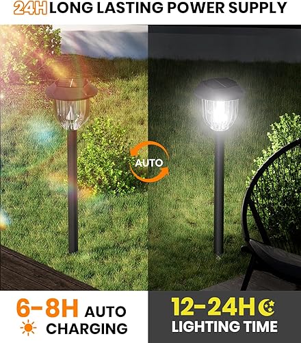 Miniatura 7 de AOSEA Paquete de 10 luces solares de 12000 K para exteriores IP65 impermeables, luces solares LED para exteriores, iluminación de paisaje,