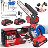 6 Inch Mini Chainsaw Cordless, 24V 2000mAh Rechargeable Battery, Auto-Oil, Lightweight & Safe Chainsaw for Women/Men/Seniors/Craftsman, Garden Tree Cutting, Wood Pruning Tool