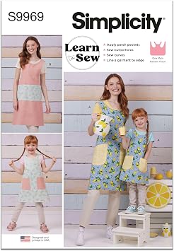 Simplicity S9969 Easy-to-Make Childrens & Womens Reversible Apron Sewing Pattern, Sizes S-L
