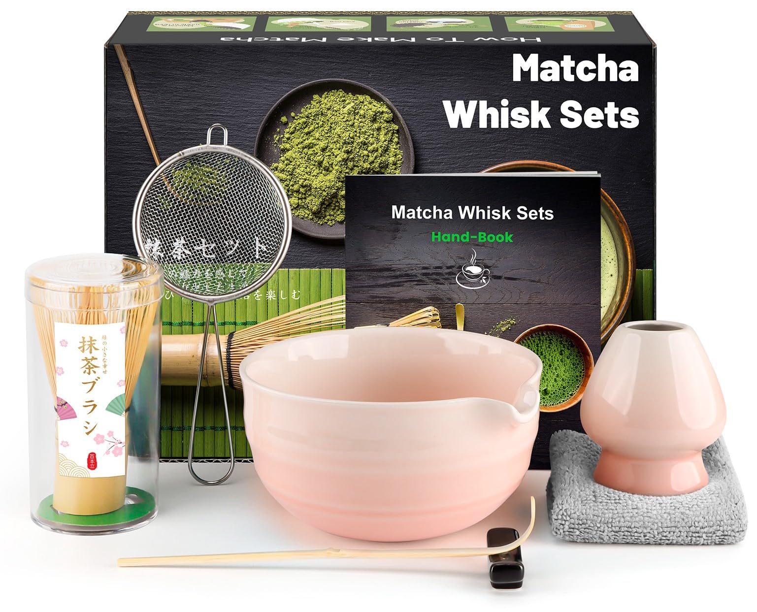 7 Pcs Matcha Set, Matcha Kit for Ceremony, Matcha Tea Set for Making Latte, Japanese Matcha Ceremony Kit, Bamboo Matcha Whisk Set and Bowl(chawan) with All Accessories, Gift for Matcha Lover