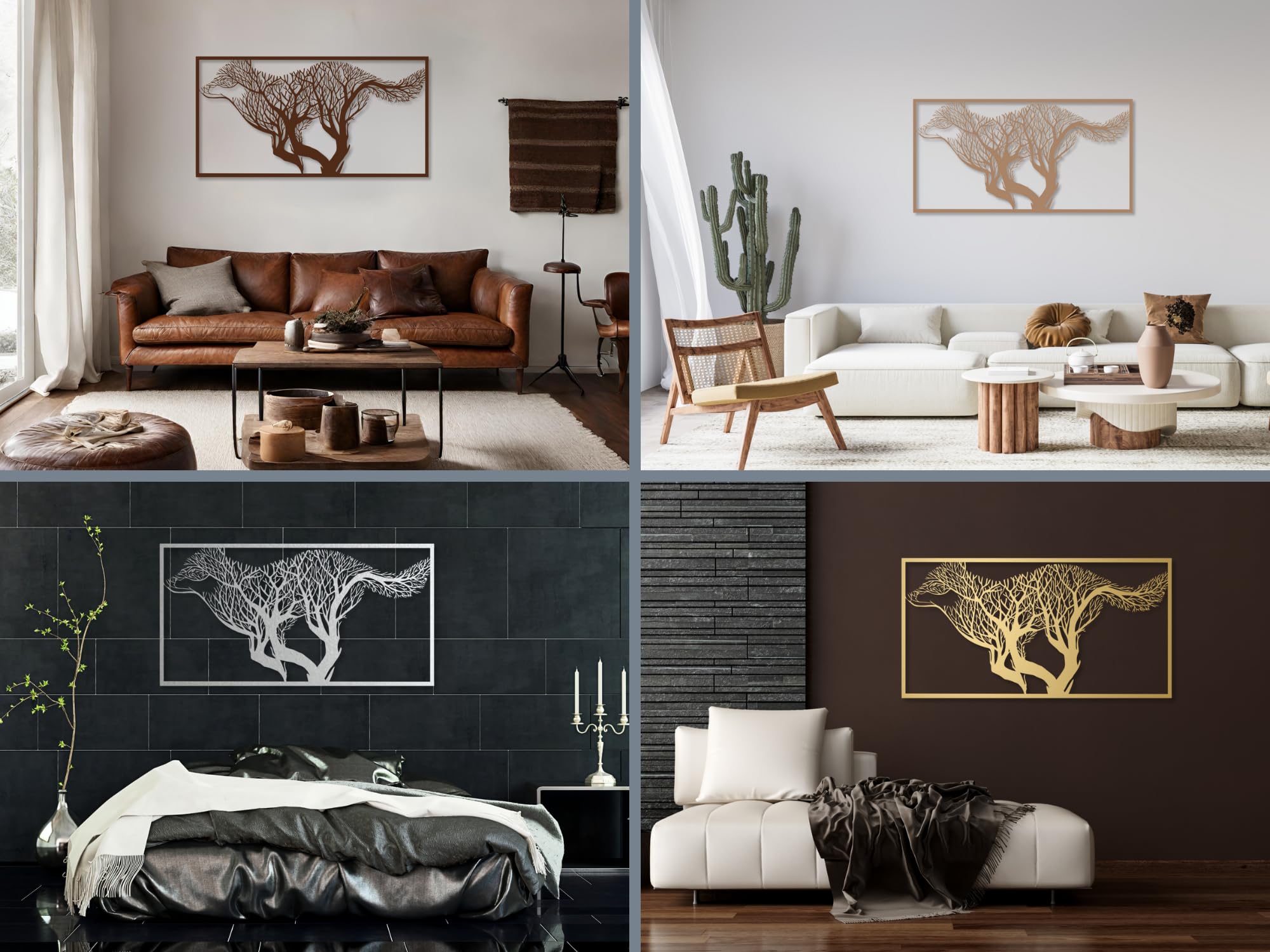 Décoration Murale 3D En Bois Tête De Cerf Ou Loup - Design Moderne, Couleurs Variées, Facile à Accrocher