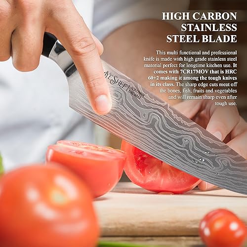 Miniatura 2 de Cuchillo de chef japonés de 8 pulgadas, cuchillo de cocina profesional de acero inoxidable, cuchillos de chef con mango ergonómico, borde fuerte,