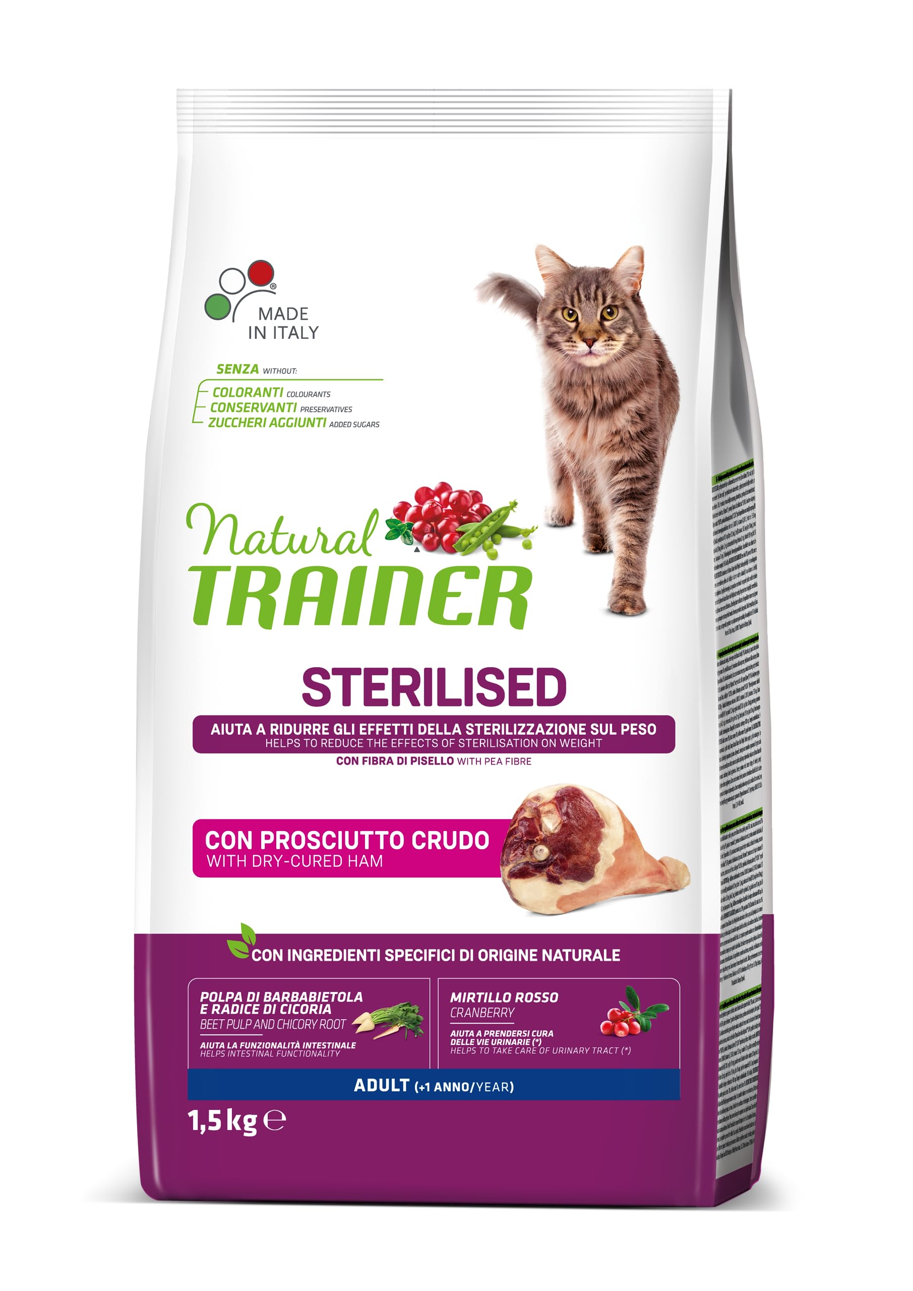 Trainer Comida para Gatos esterilizados con jamón, 1,5 kg