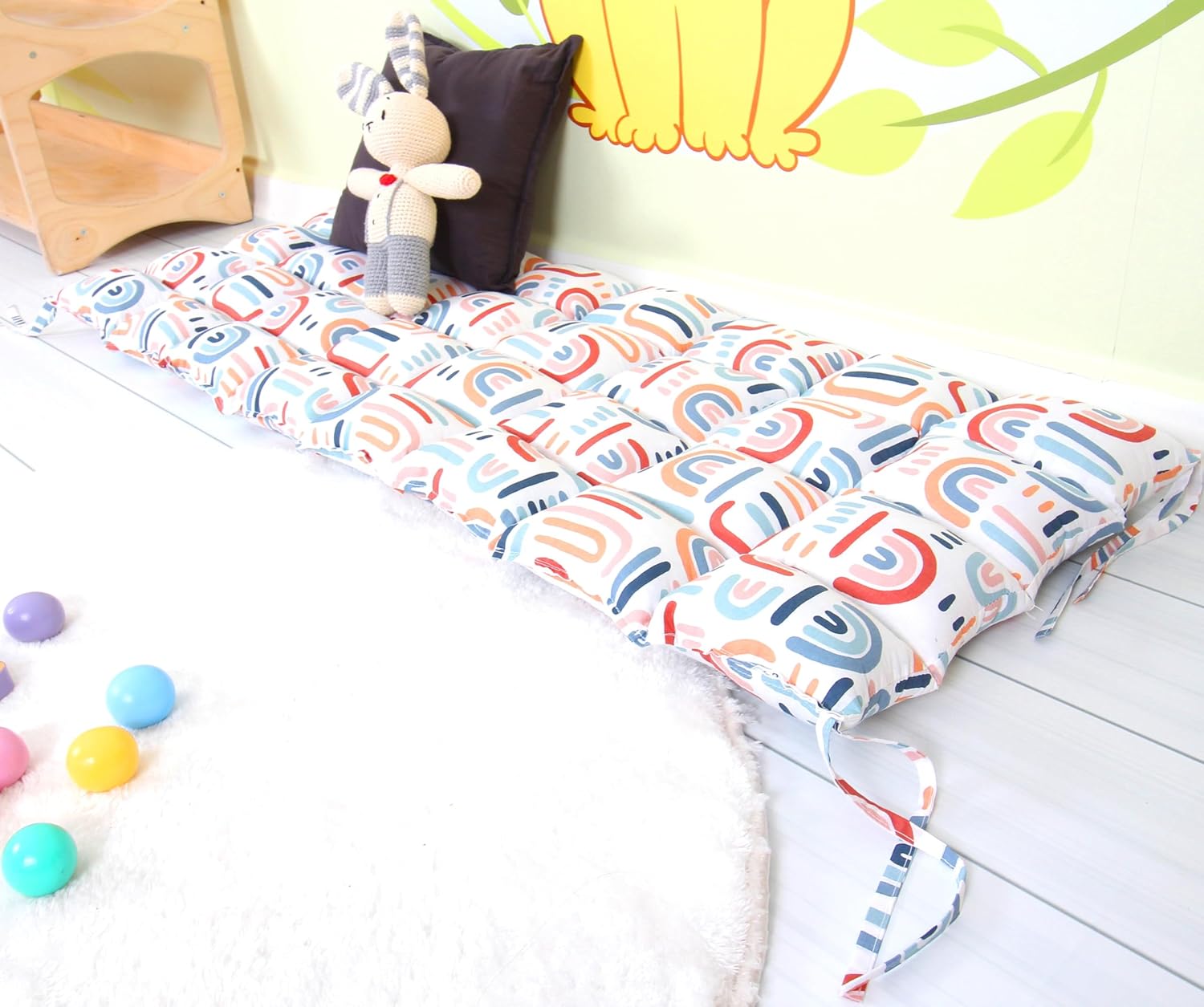 Montessori Climbing Arch Pillow Waldorf Arch Rocker Pillow Kids Cushion Arch with Cushion Kid Rocker Cushion Wooden Arch ONLY Pillow - Cute Stars Black Small 18x47''-45x120cm