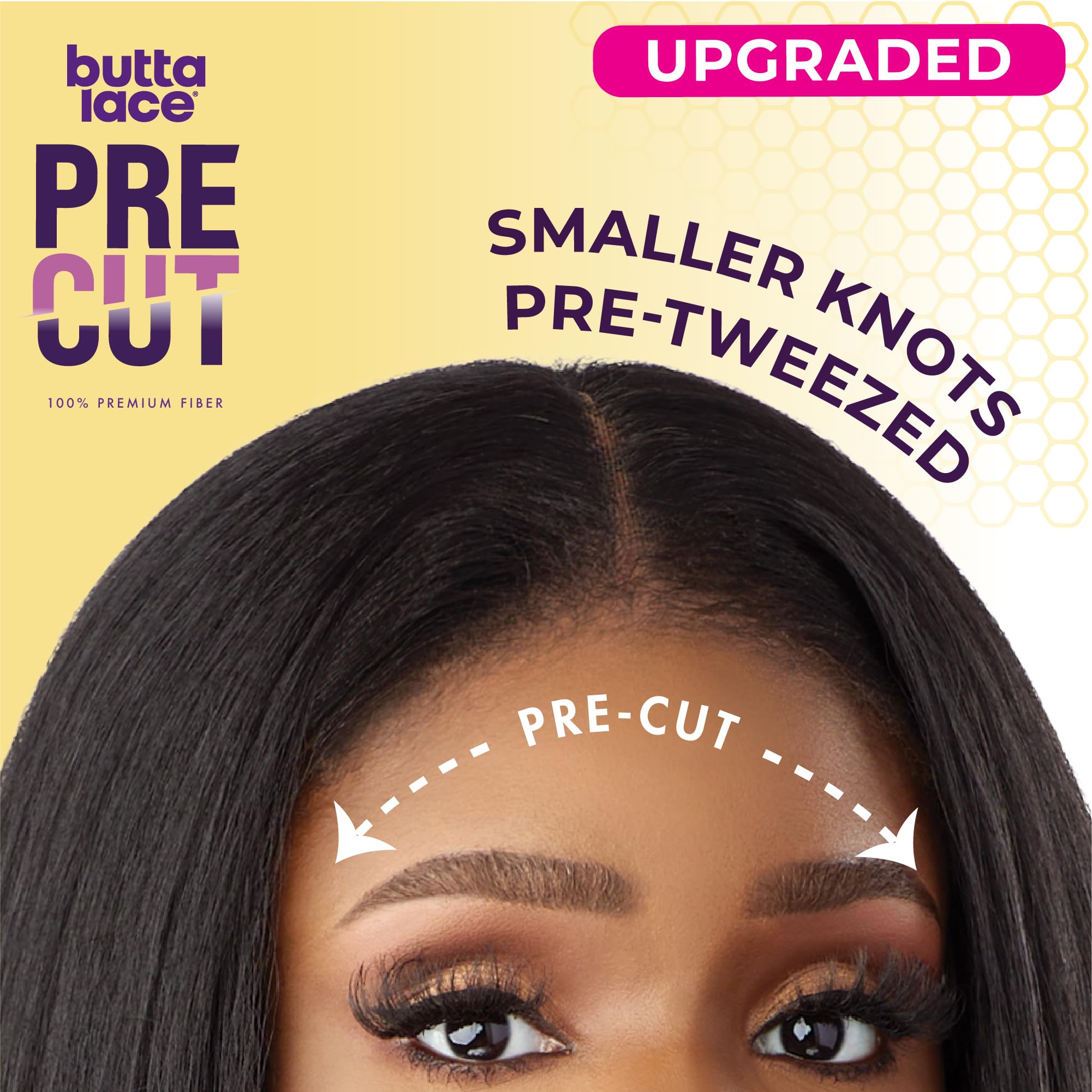 Sensationnel Butta - Parrucca pretagliata in pizzo, senza colla, extra larga, 12,7 cm, con riga sintetica pre-pinzata, attaccatura dei capelli con nodo più piccolo (1B OFFBLACK)