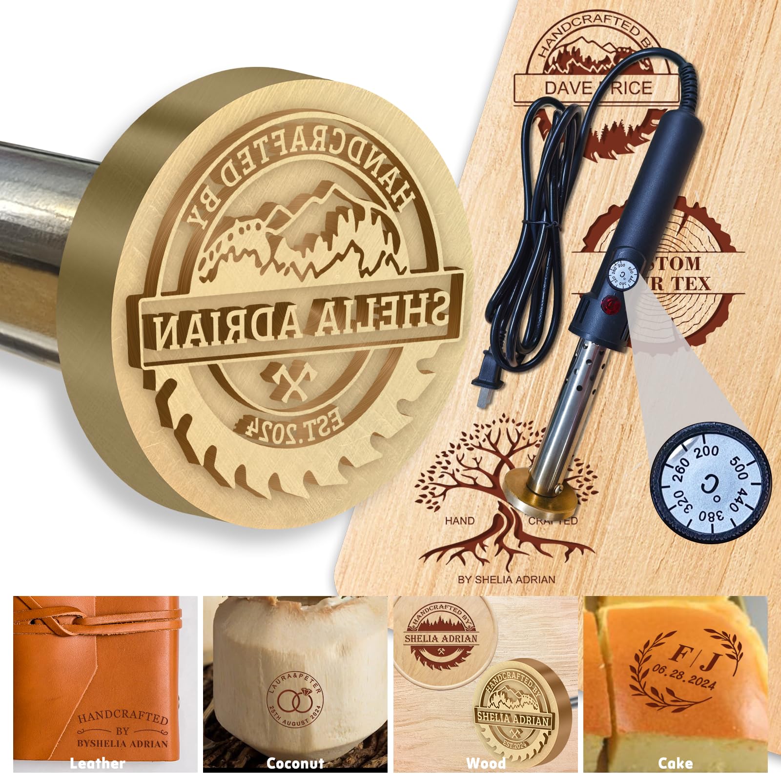 Custom Branding Iron for Wood Branding Irons Personalized Wood Burning Stamp Customized Logo Metal Stamp for Steak Leather Food Meat Bread Cake 2inches Electric-1