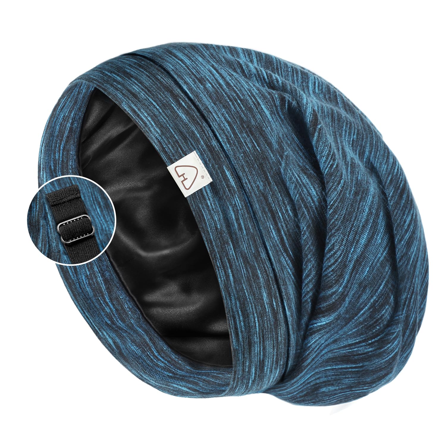 Satin Schlafhaube 2er Set – Mit Verstellbarem Gurt, Für Lockiges Haar & Zöpfe, Schwarz & Grau