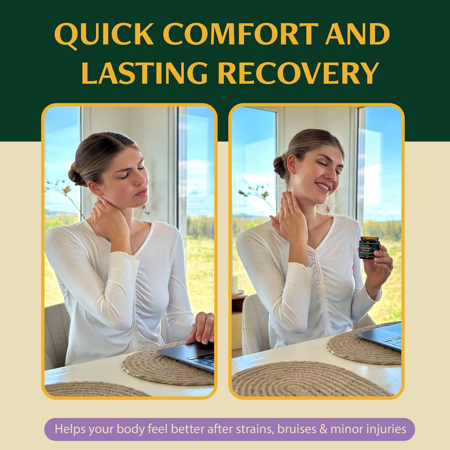 Wild Healing Comfrey Salve – Concentrated Herbal Balm with Arnica, Magnesium & MSM – Soothing Botanical Cream for Joints, Muscles & Dry Skin – 4.23 oz - Image 3