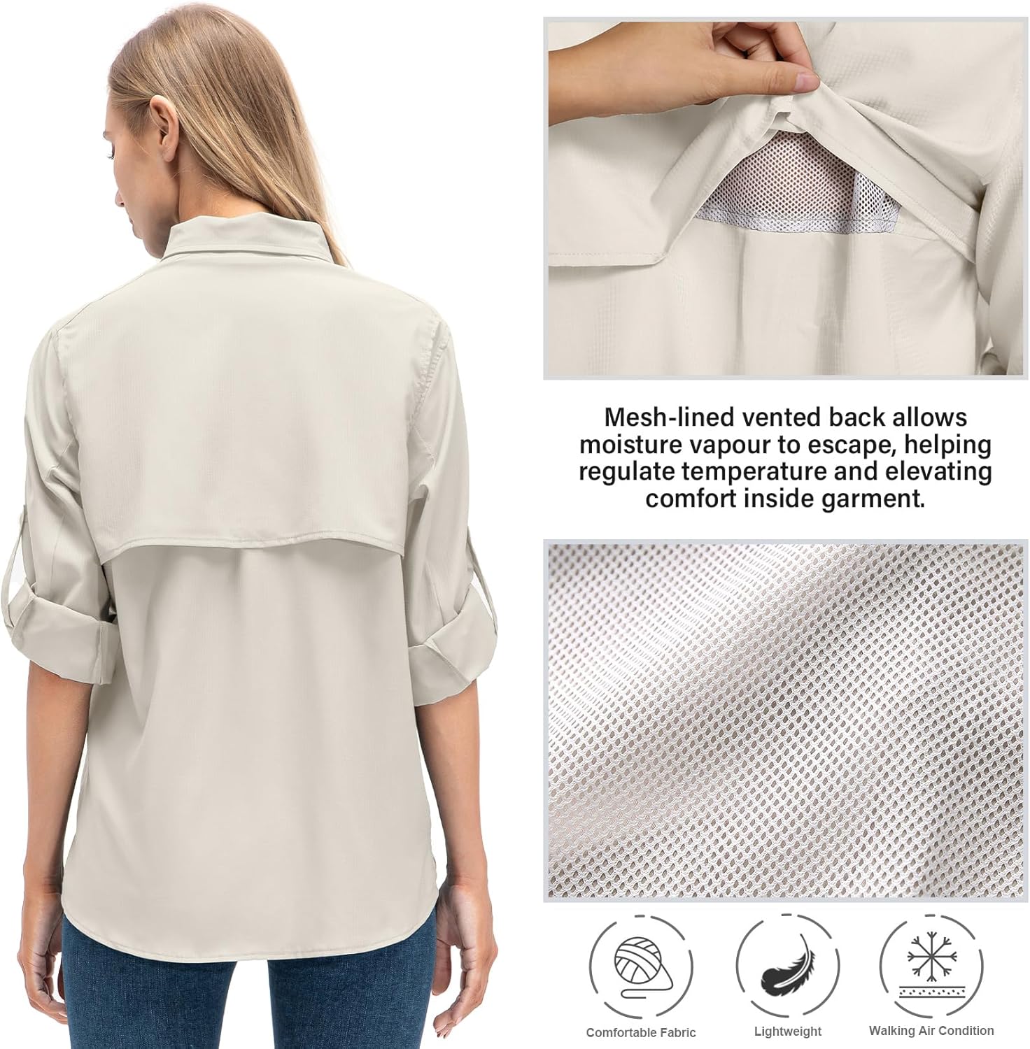 Jessie Kidden Womens Safari Shirts Long Sleeve Outdoor Sun Protection Quick Dry Fishing Hiking Shirts - Image 4