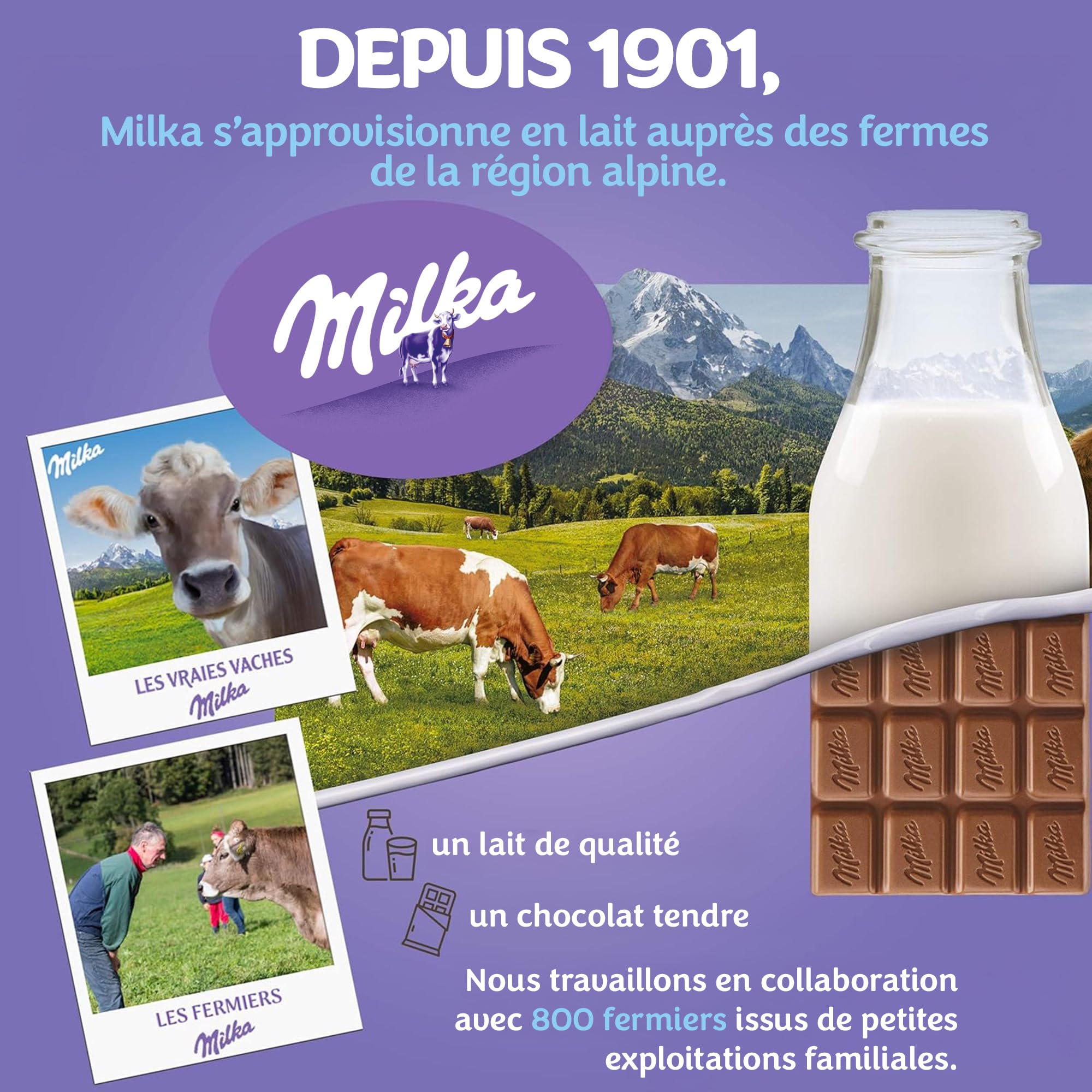 MILKA - Choco & Cake - Gâteau Moelleux Fourré au Chocolat au Lait Milka - Lot Gâteaux Individuels - Format Familial Pratique pour le Goûter des Enfants - Présentoir de 24 Paquets de 35 g