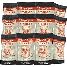 Olive My Pickle Fermented Spicy Dill Pickle - 384 oz | 12 Pack Bundle of Probiotic Spicy Pickles Kosher Dill & Brine with Digestive Enzymes for Gut Health - 32 oz Hot Pickles Whole per bag