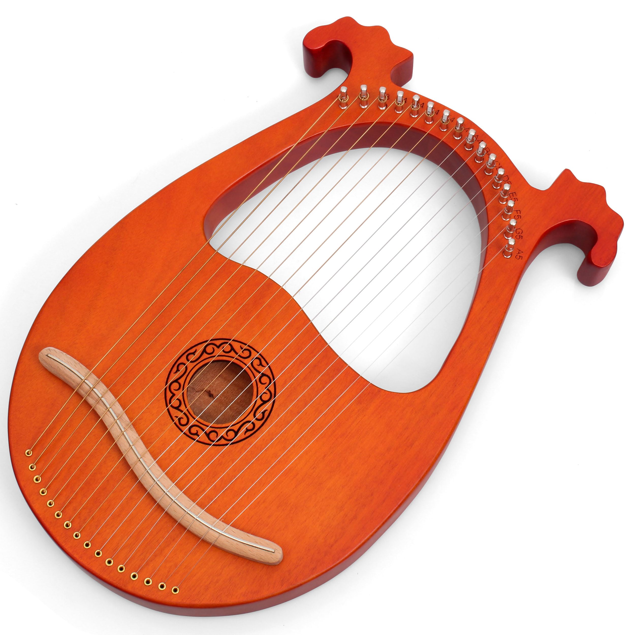 Arpa Lira 16 Corde In Mogano Arpa Piccola Strumento Musicale Lyres Lyre Harp Con Chiave Di Tunning, Tutorial Musicale, Corda di Ricambio, Plettri, Panno di Pulizia, Marrone, Antlered