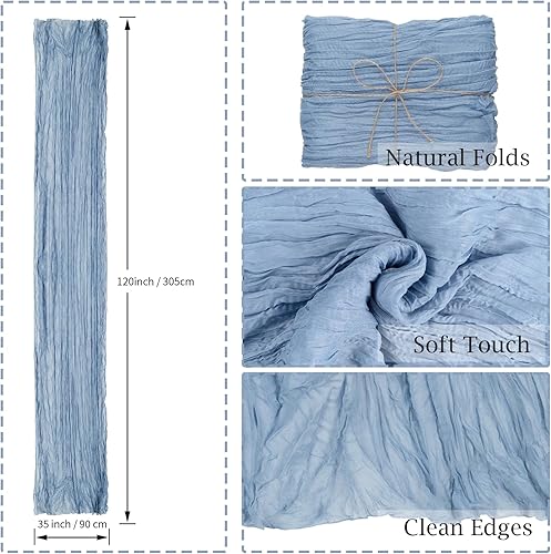 Miniatura 9 de combocube Paquete de 6 manteles de gasa larga de 35 x 120 pulgadas, 10 pies, para el día de San Valentín, manteles rústicos románticos para bodas,