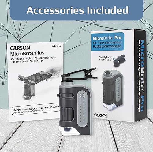 Miniatura 15 de Microscopio de bolsillo Carson MicroBrite Plus 60x 120x con iluminación de energía LED (MM-300).