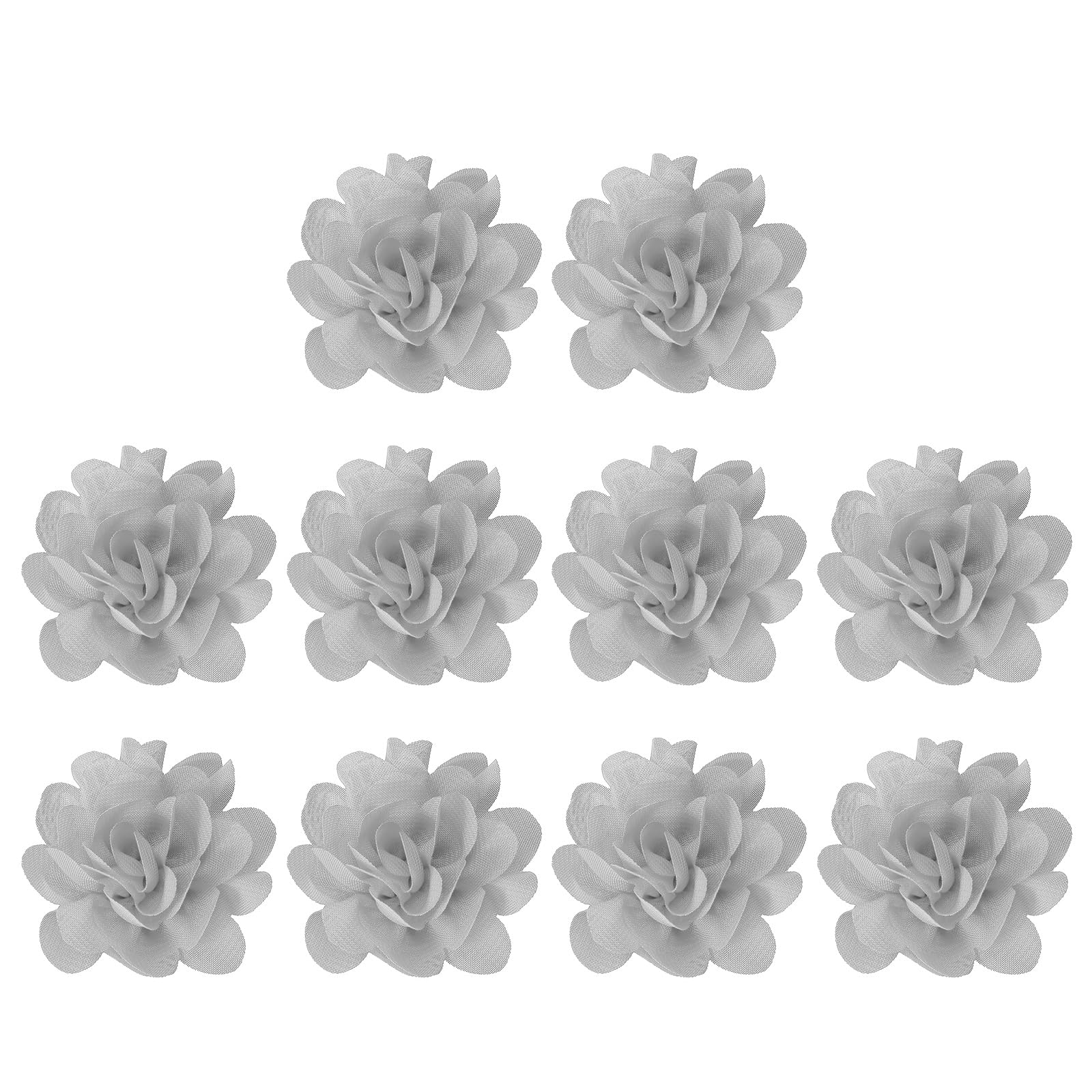 PATIKIL 2" Chiffon Flowers, 10 Pcs Mesh Fabric Flowers Sewing Fabric Appliques Headband Embellishments for DIY Craft Wedding Decor Gray