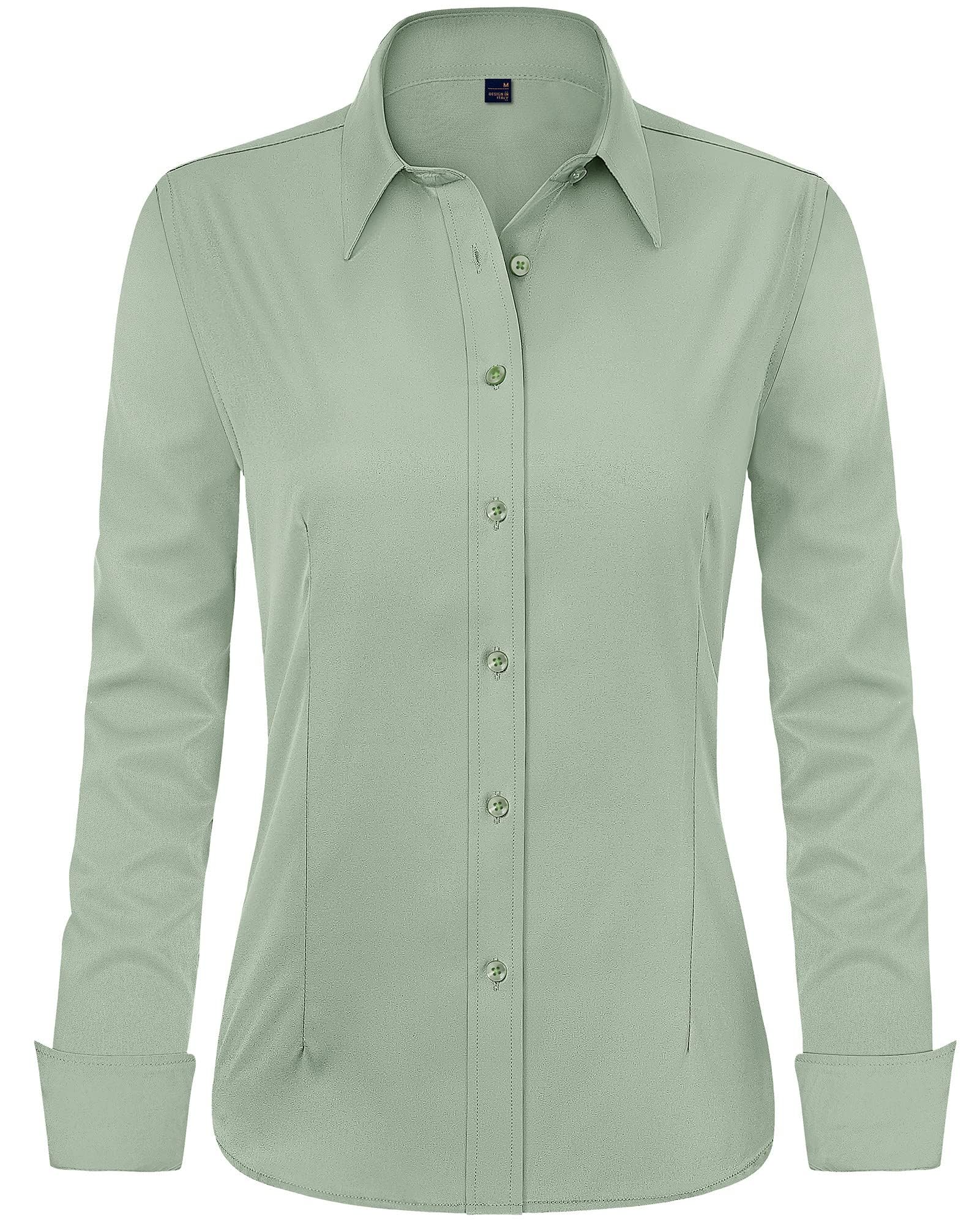 J.VER Womens Dress Shirts Long Sleeve Button Down Shirt Wrinkle-Free Business Casual Blouse Office Work Tops