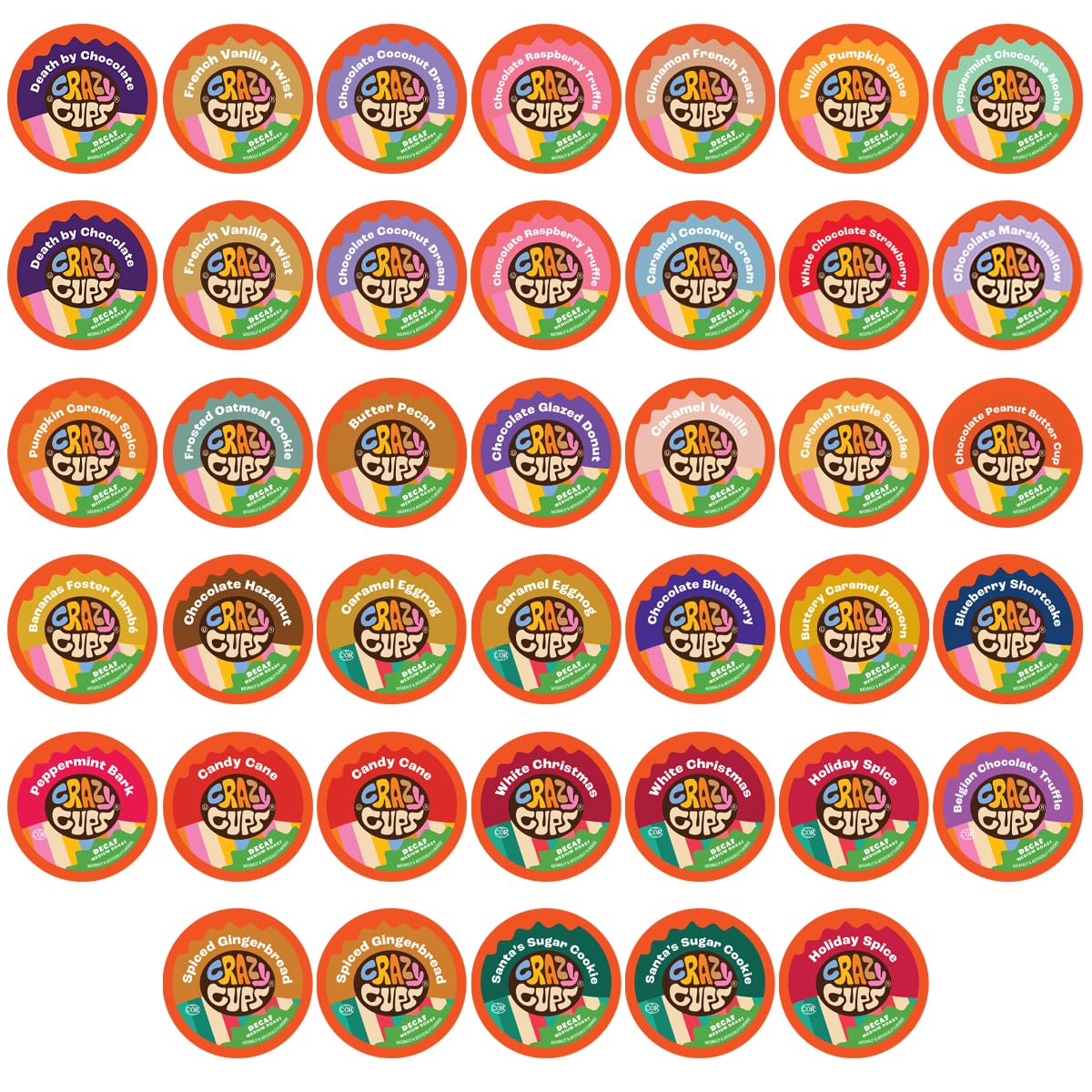 Crazy Cups Flavored Decaf Coffee, for the Keurig K Cups Coffee 2.0 Brewers, Variety Pack Sampler, 40 Count