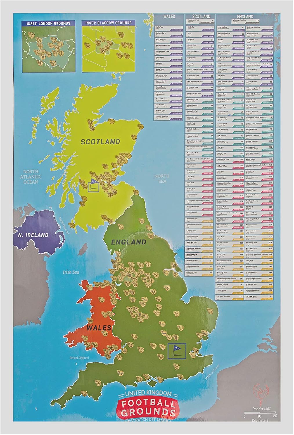 Football Stadium Scratch Map Phonix Football Stadium Poster And Scratch Off Map (Large) Reveal Teams,  Grounds, Pitches For England, Scotland, Wales | Premier, Championship,  League One And Two : Amazon.co.uk: Stationery & Office Supplies