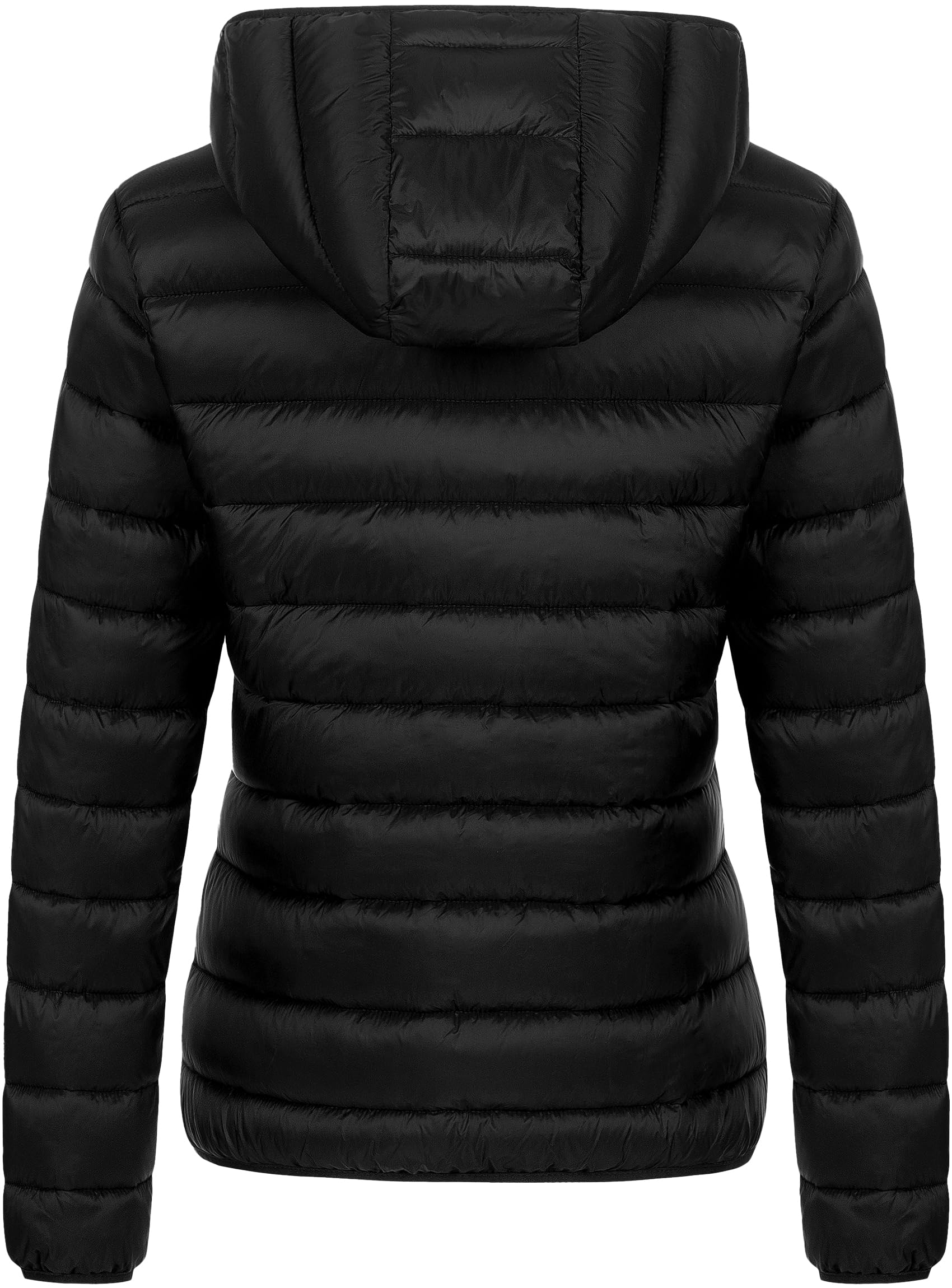 Chrisuno Chaqueta ligera acolchada corta para mujer, abrigo de invierno cálido con capucha extraíble